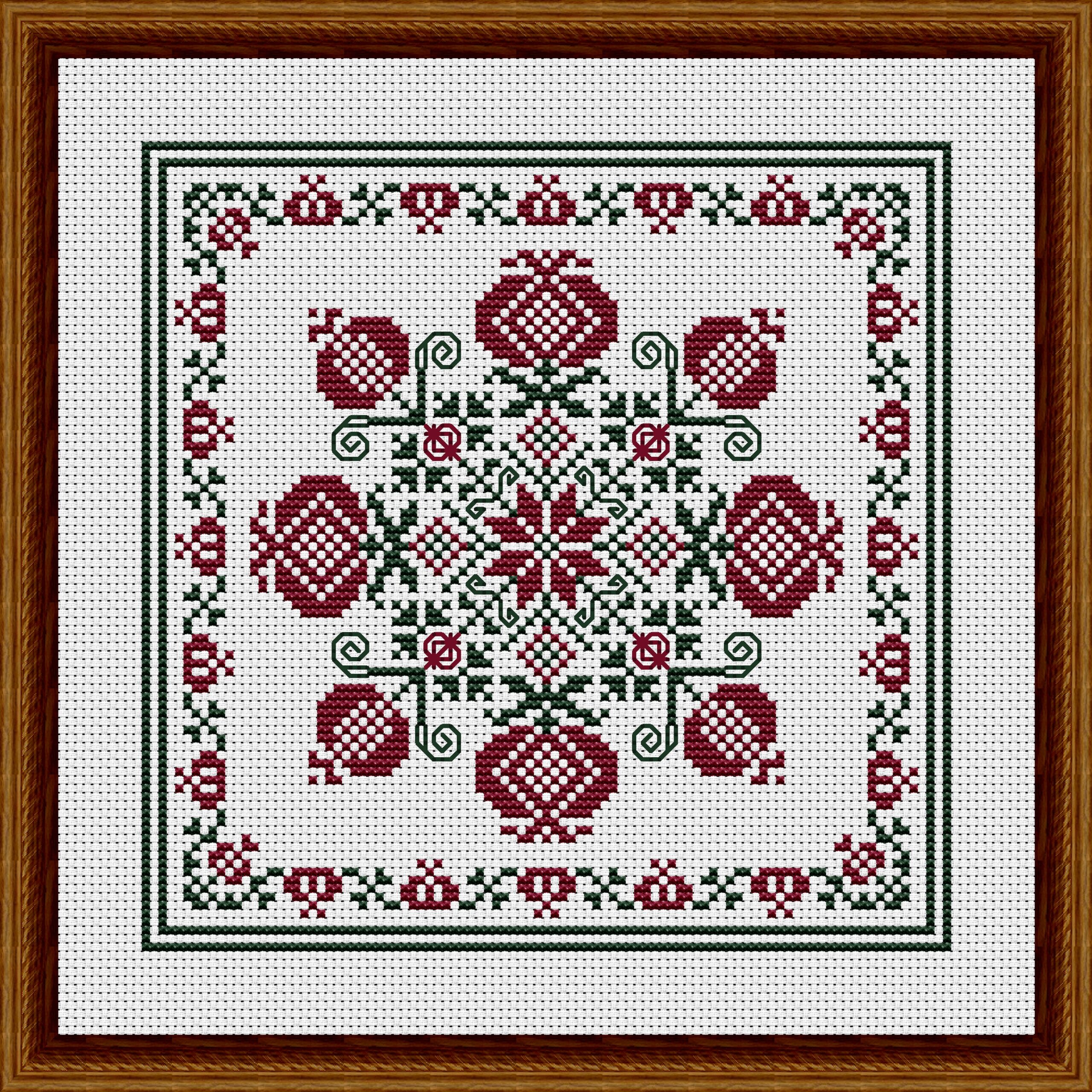 Pomegranate Square Cross Stitch Pattern 4001