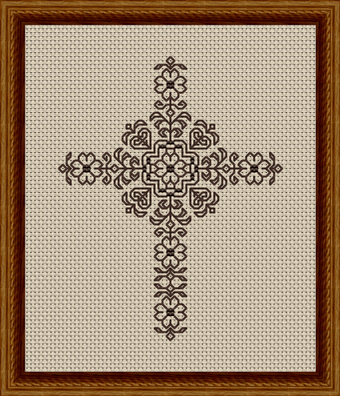 Hearts and flowers Easter cross stitch pattern.
