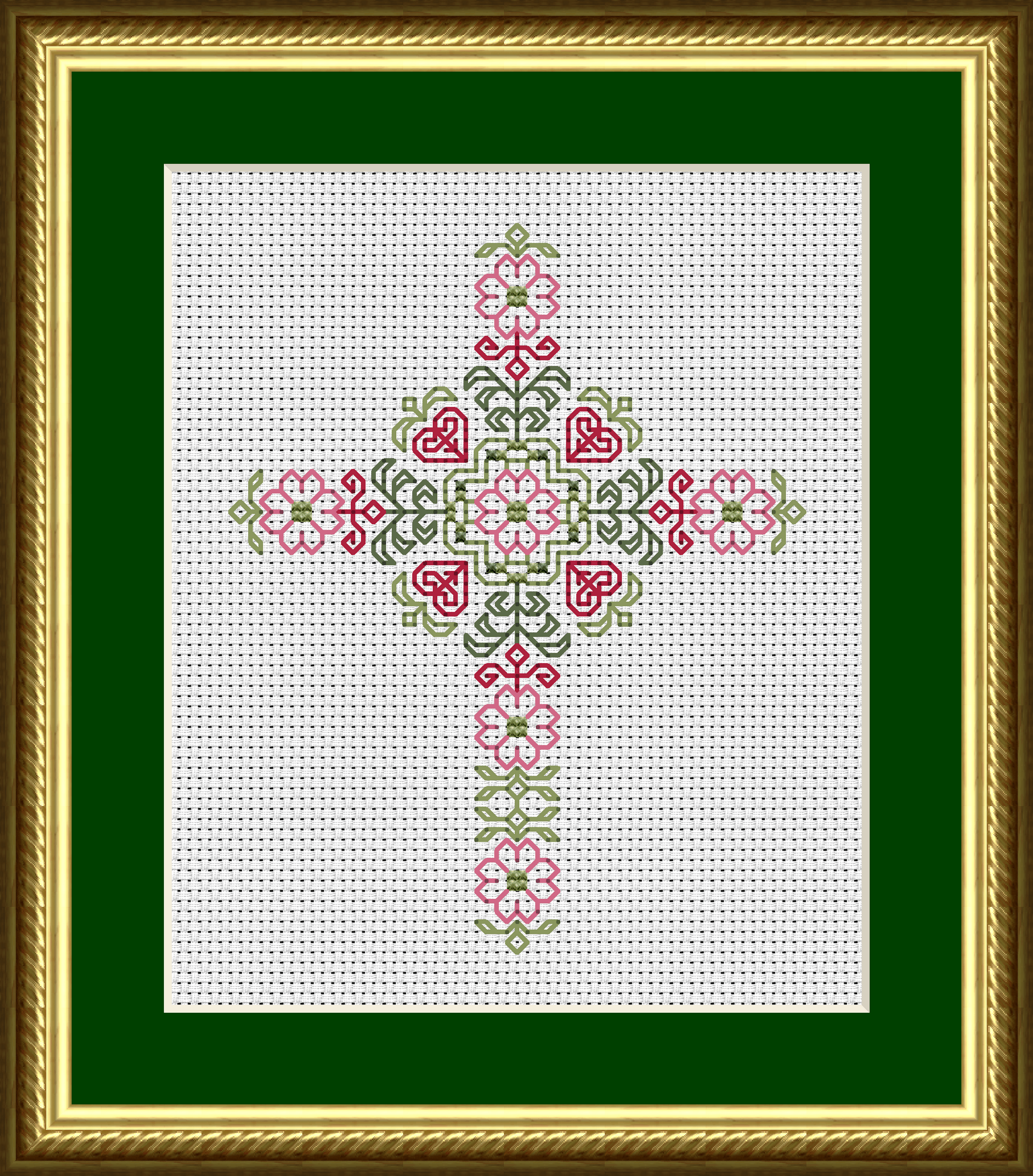 Dogwood Flowers and Hearts Cross Cross Stitch Pattern 4800