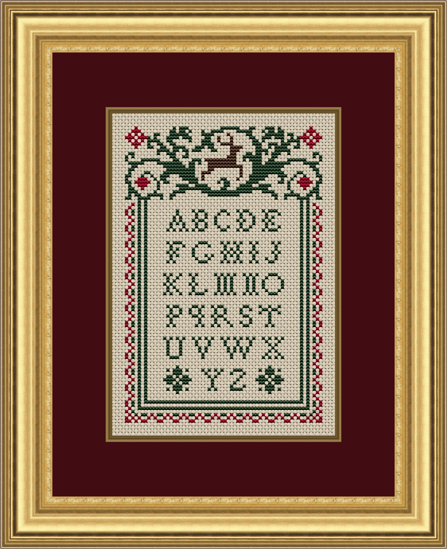 Christmas Reindeer Alphabet Sampler Cross Stitch Pattern 1121