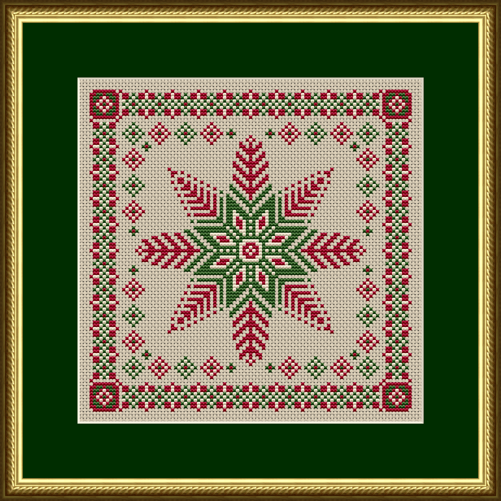 Peppermint Sweater Snowflake Christmas Cross Stitch Pattern