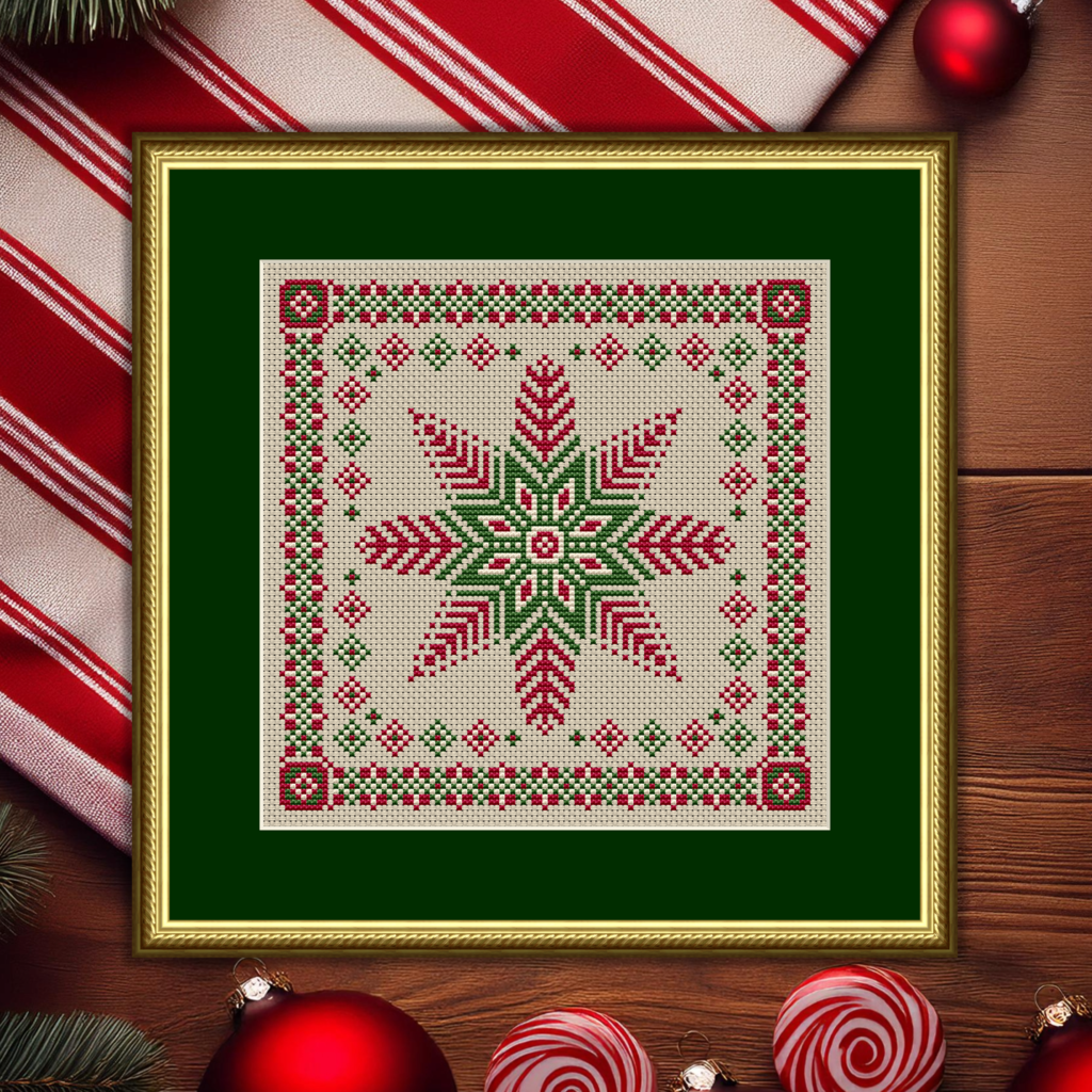 Peppermint Sweater Snowflake Cross Stitch Pattern # 1135