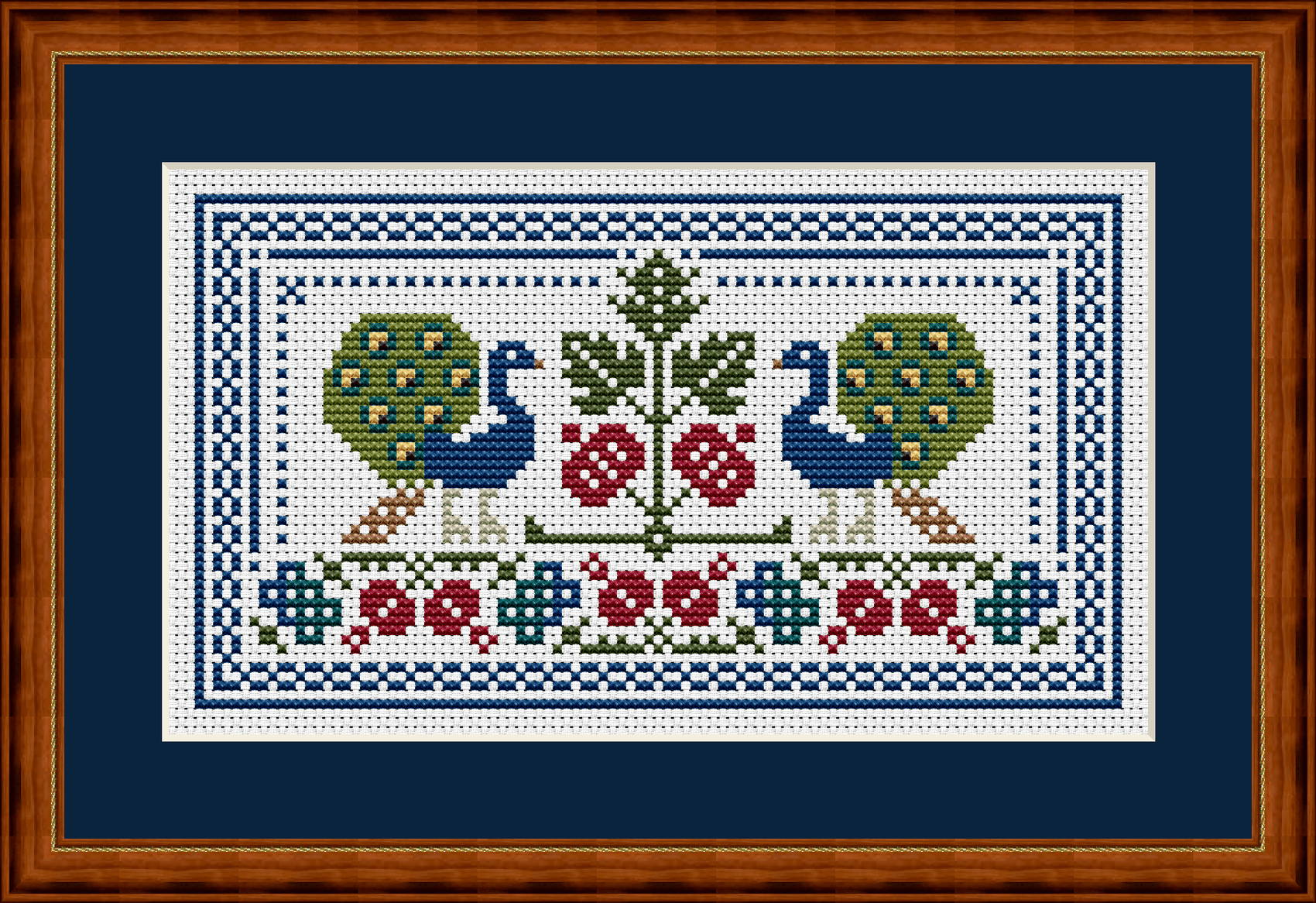 Peacocks and Pomegranates Cross Stitch Pattern 1057