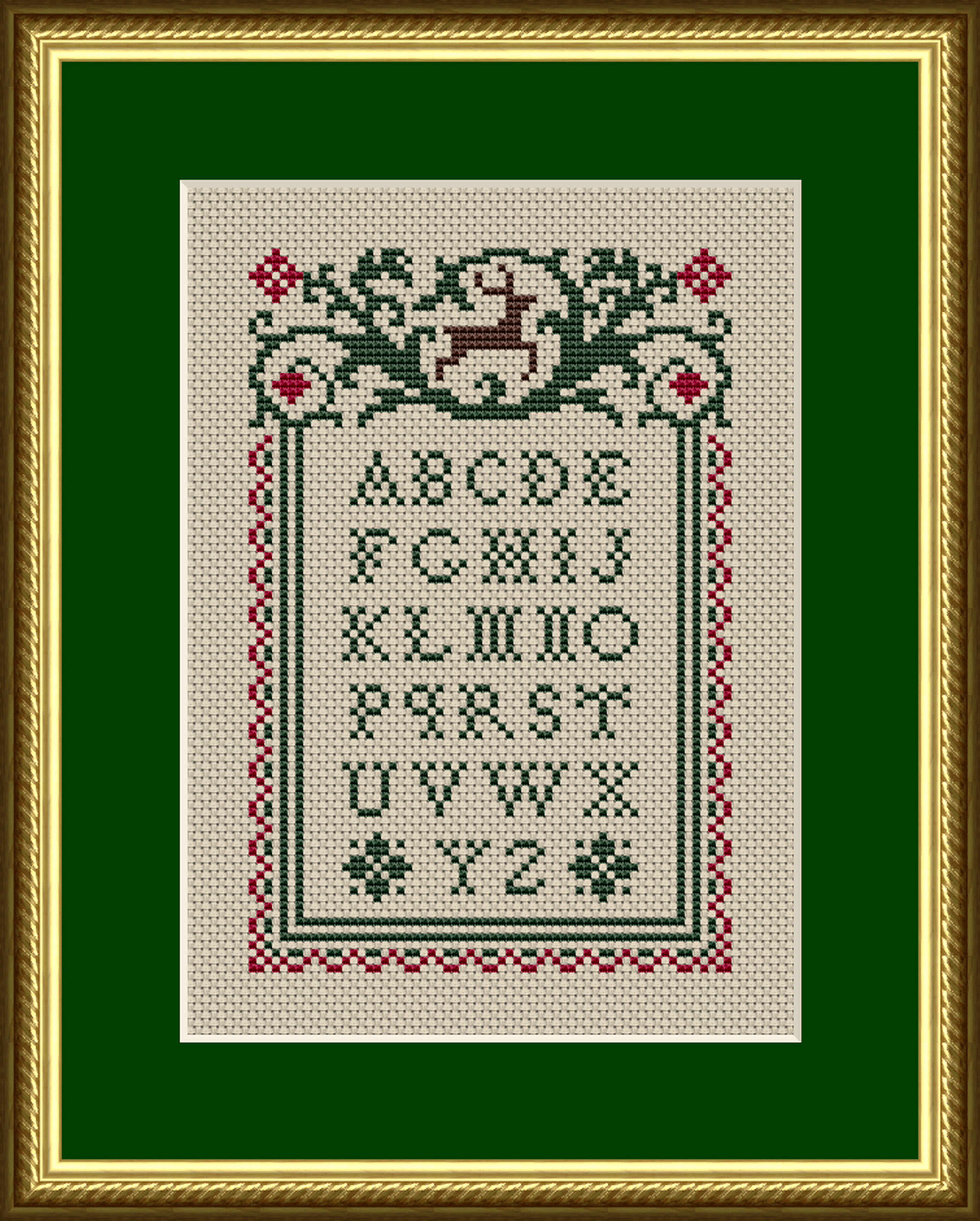 Christmas Reindeer Alphabet Sampler Cross Stitch Pattern 1121