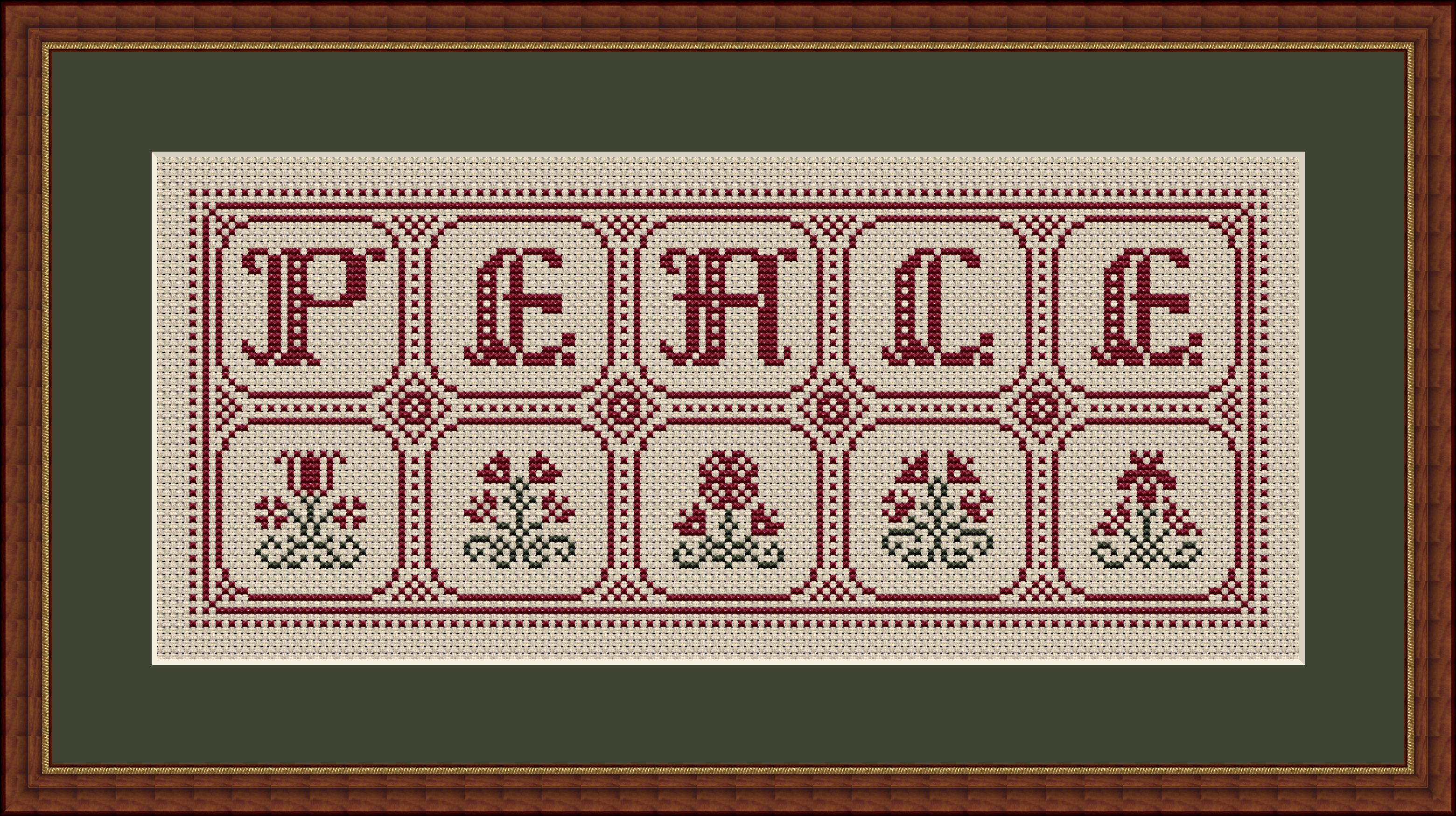 Floral Peace Christmas Cross Stitch Pattern 1126