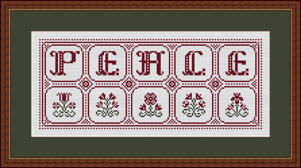 Peace counted cross stitch pattern.