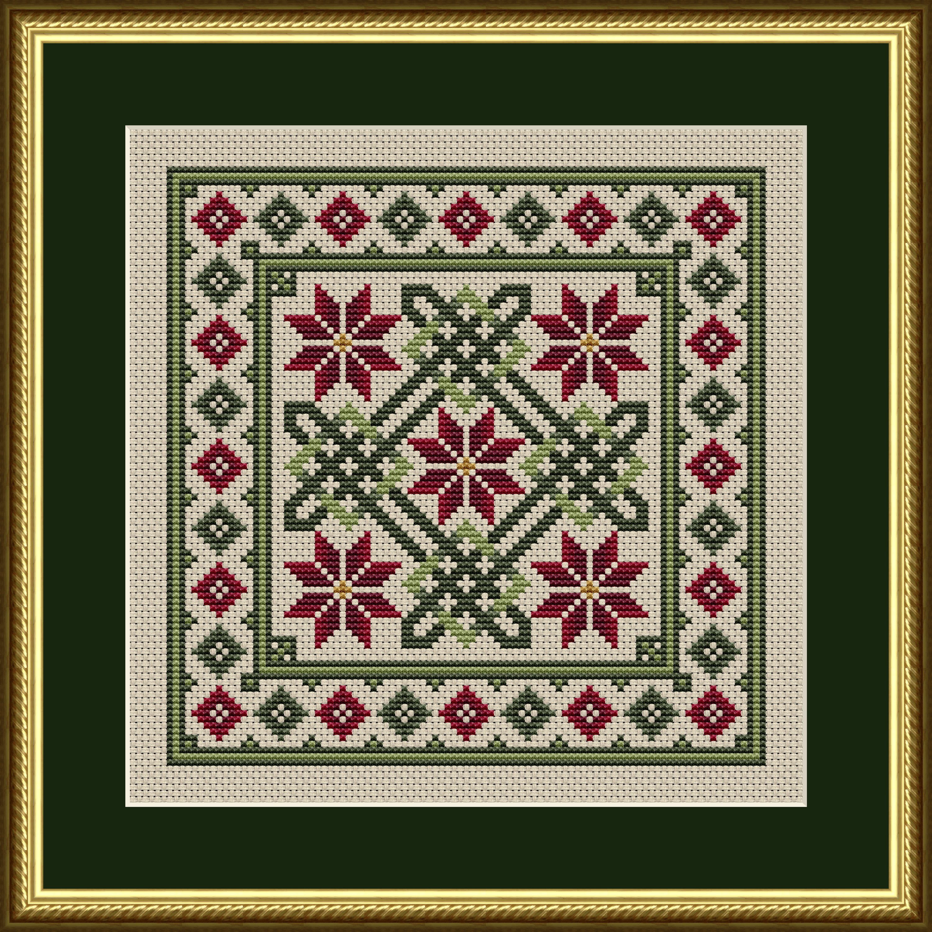 Celtic Poinsettias for Christmas Knot Work Cross Stitch Pattern 1154
