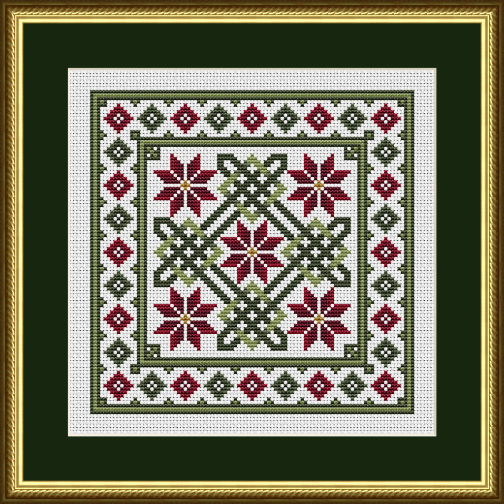 Celtic knot work Christmas counted cross stitch pattern.