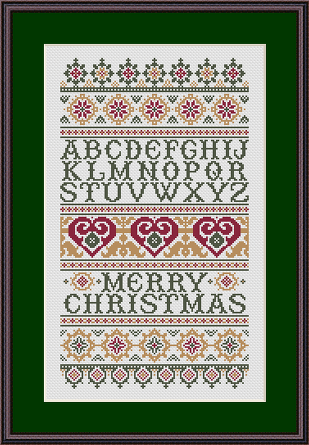 Merry Christmas Alphabet Sampler Cross Stitch Pattern 1181
