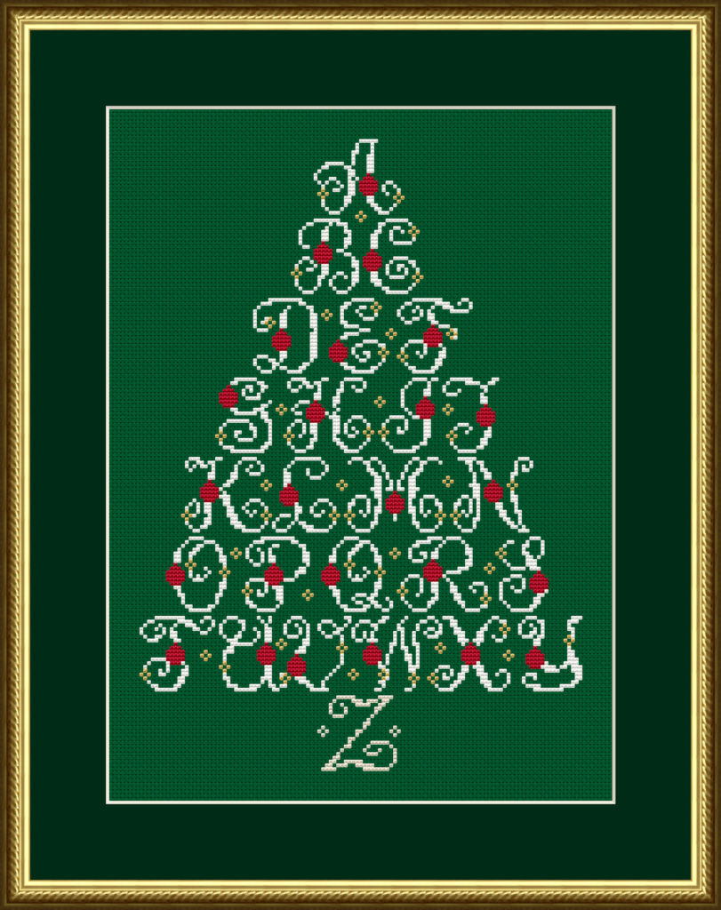 Christmas Tree Alphabet Sampler Cross Stitch Pattern 1182 Green