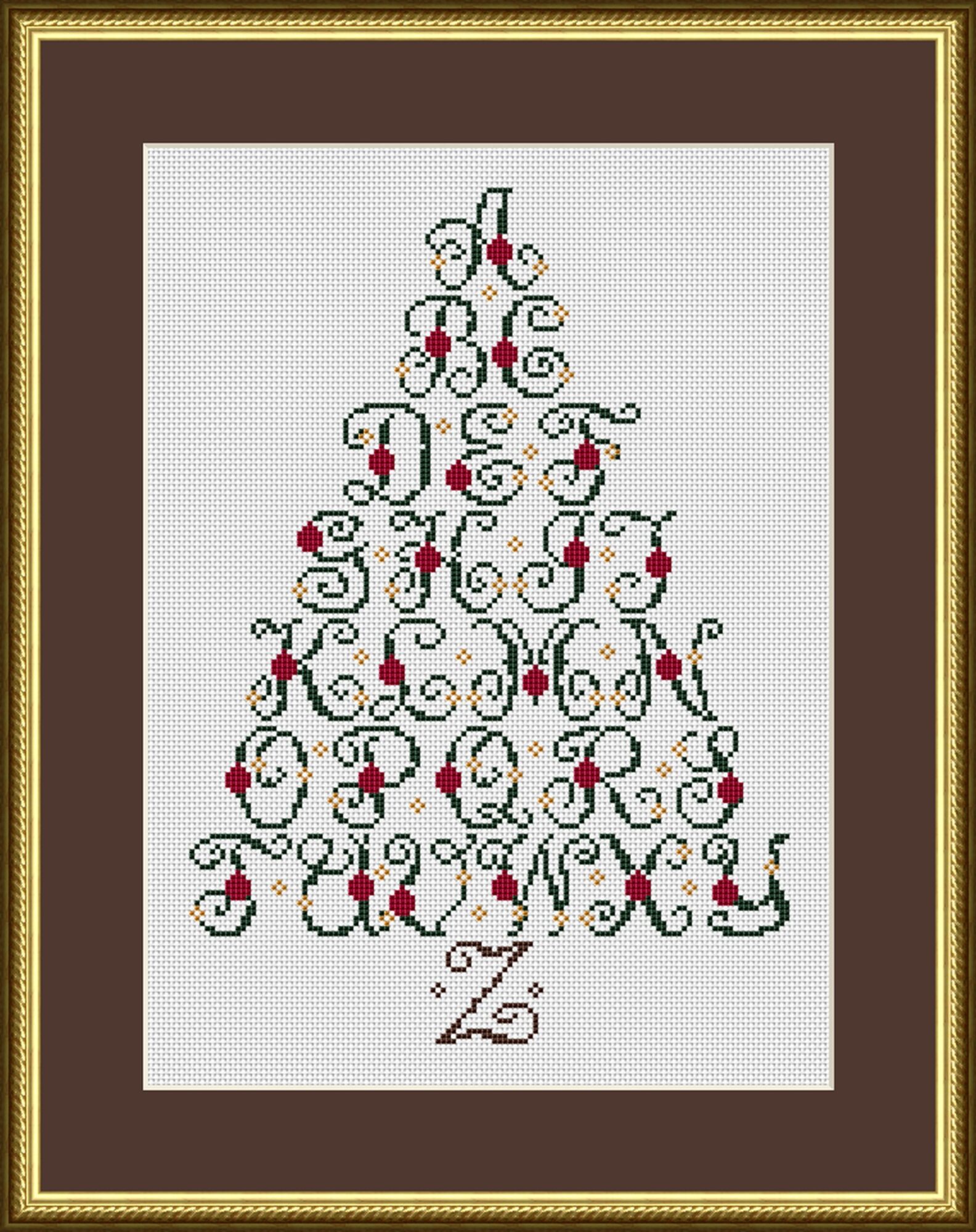 Christmas Tree Alphabet Sampler Cross Stitch Pattern 1182