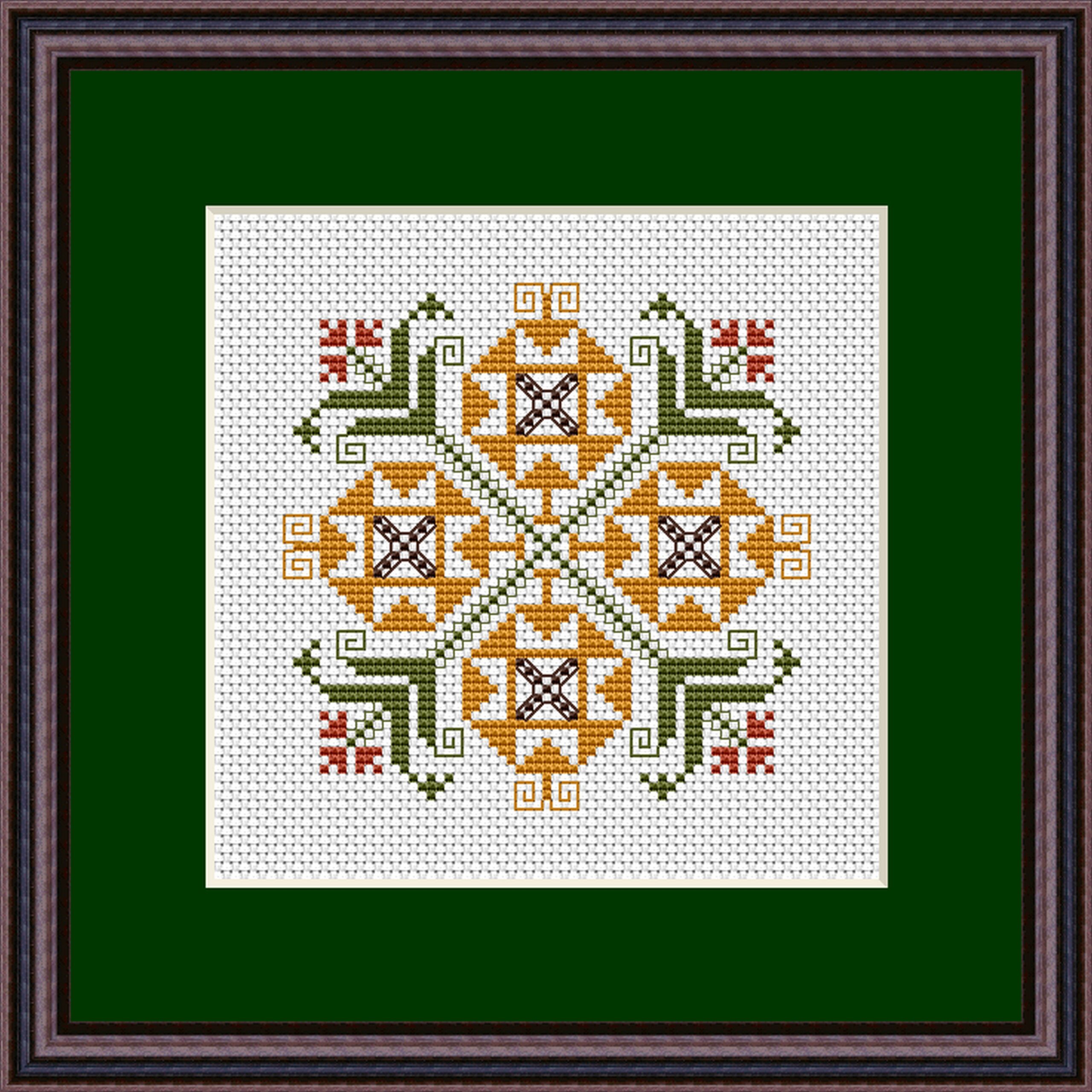 Antique Sunflower Square Cross Stitch Pattern 1901