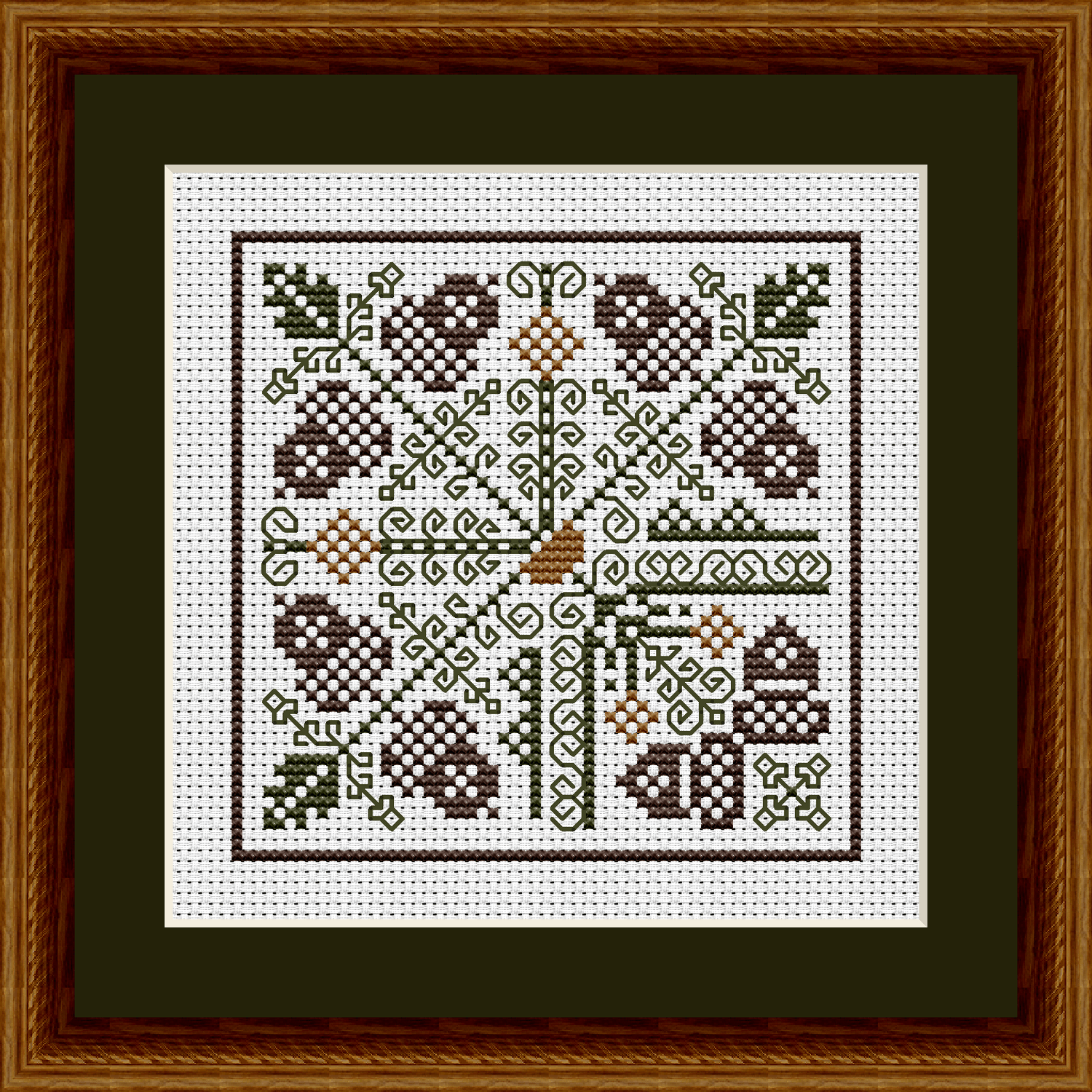 Acorn Corner Autumn Cross Stitch Pattern 1907
