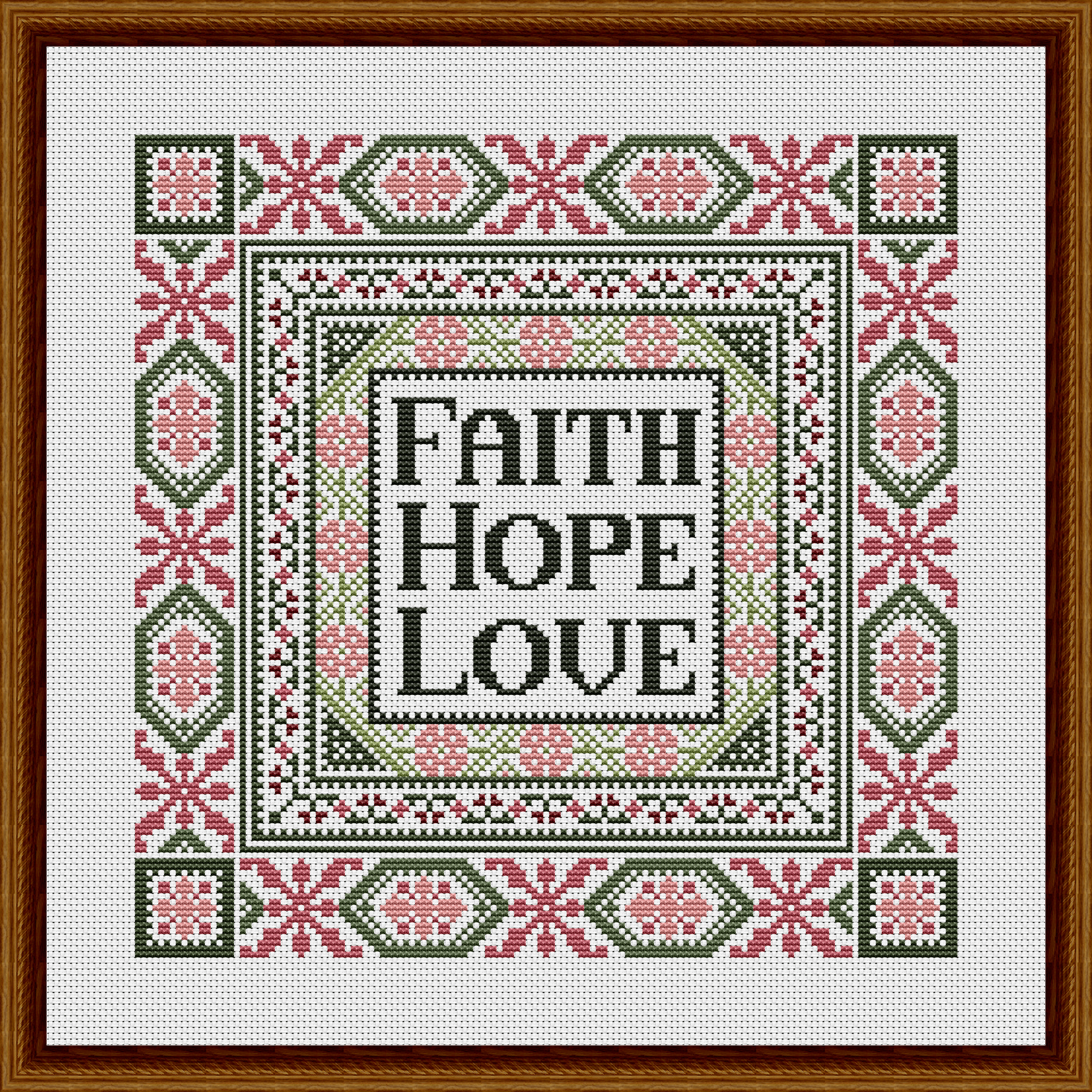 Faith Hope Love 1 Corinthians 13 Bible Verse Cross Stitch Pattern 3000