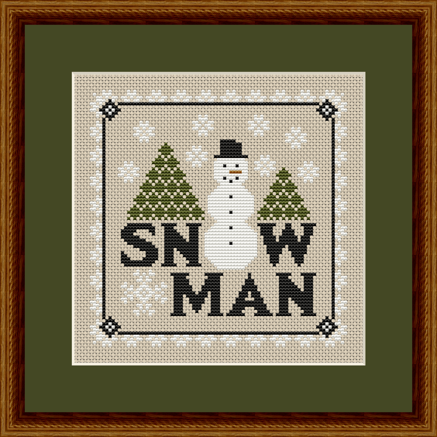 Winter Snowman Christmas Cross Stitch Pattern 1186