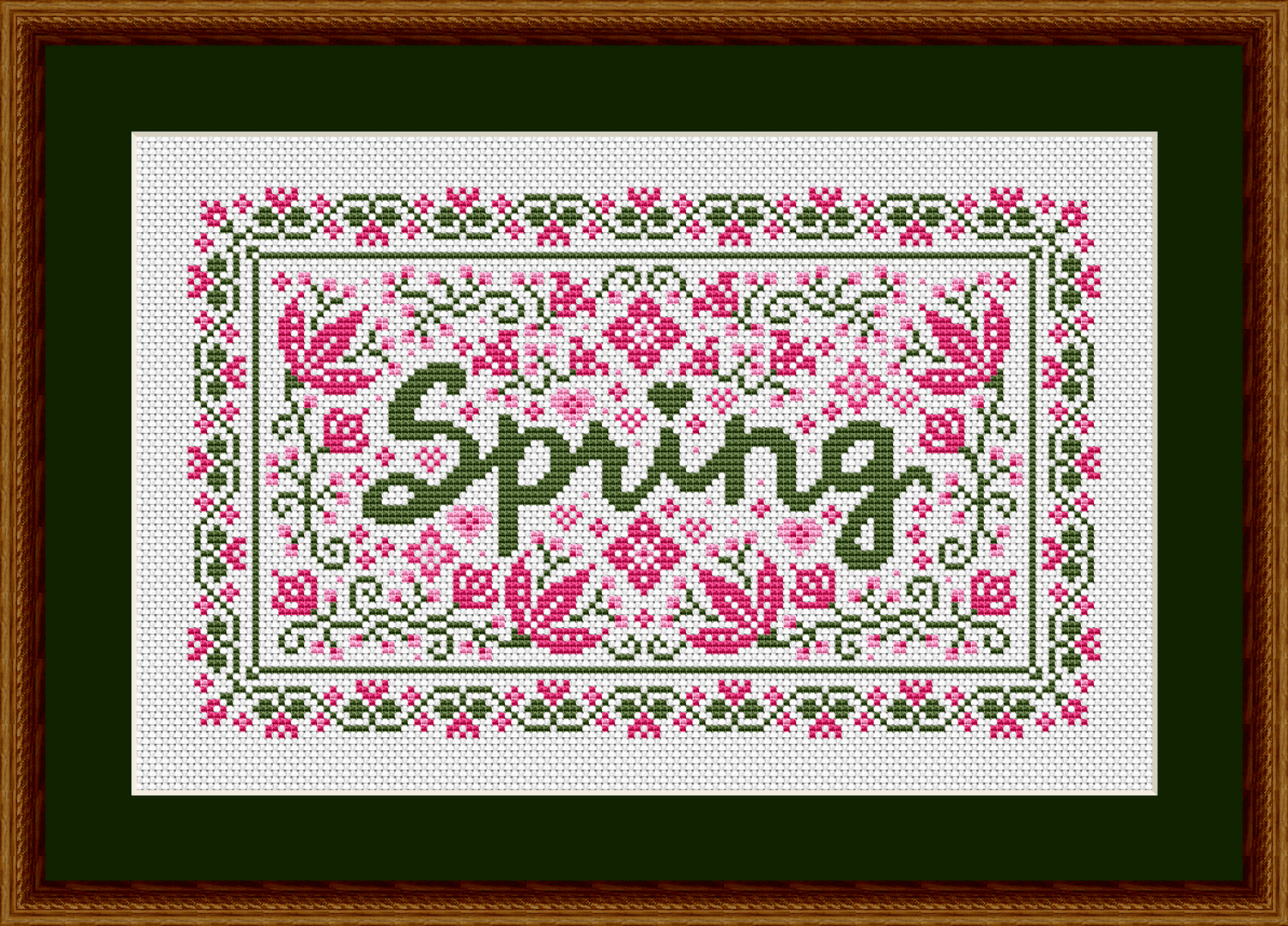 Spring Flowers and Hearts Cross Stitch Pattern 1910