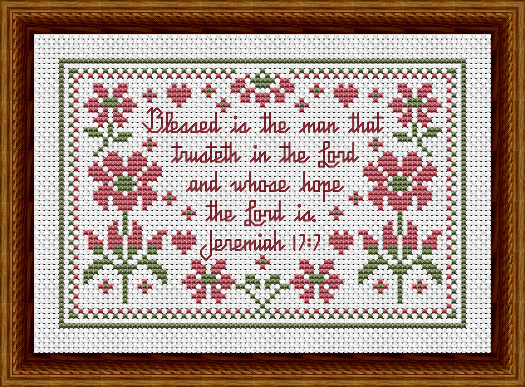 Whose Hope The Lord Is Jeremiah 17:7 Cross Stitch Pattern 3002