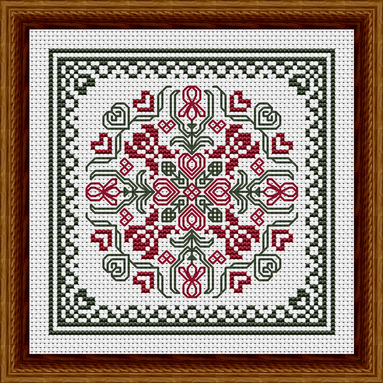 May Hearts Square with Purple Irises Cross Stitch Pattern 3504