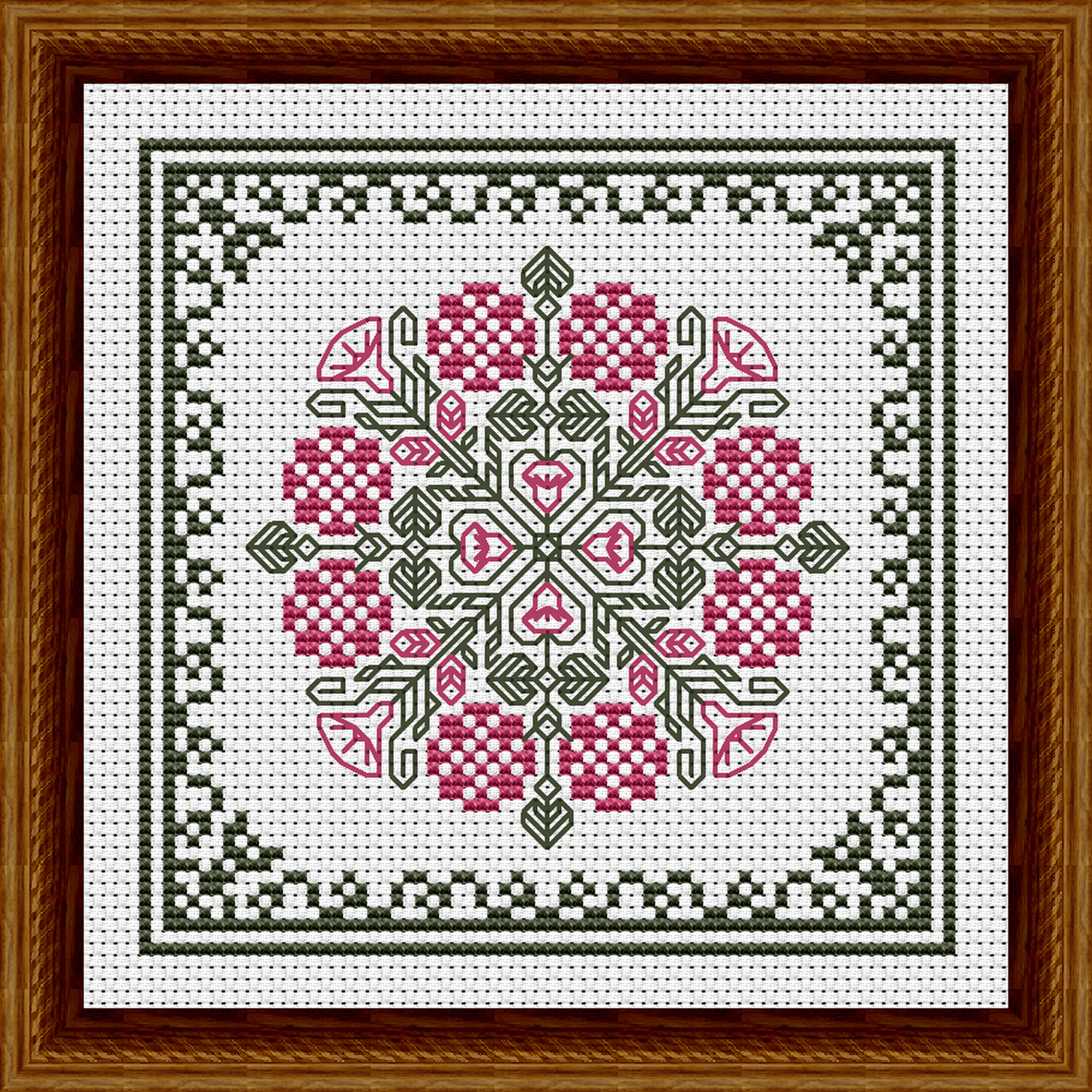 September Hearts Square with Morning Glories Cross Stitch Pattern 3508