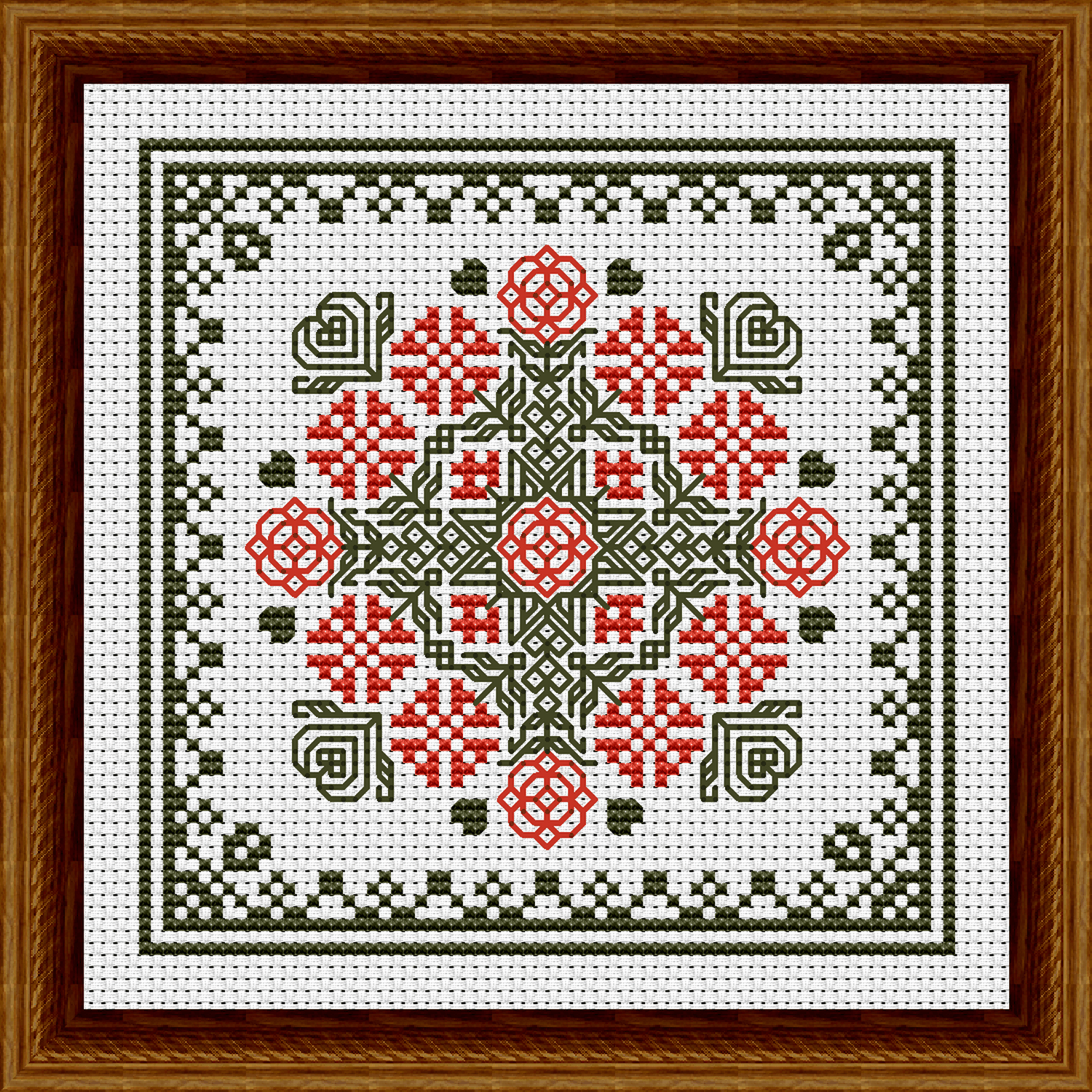 October Hearts Square with Marigolds Cross Stitch Pattern 3509