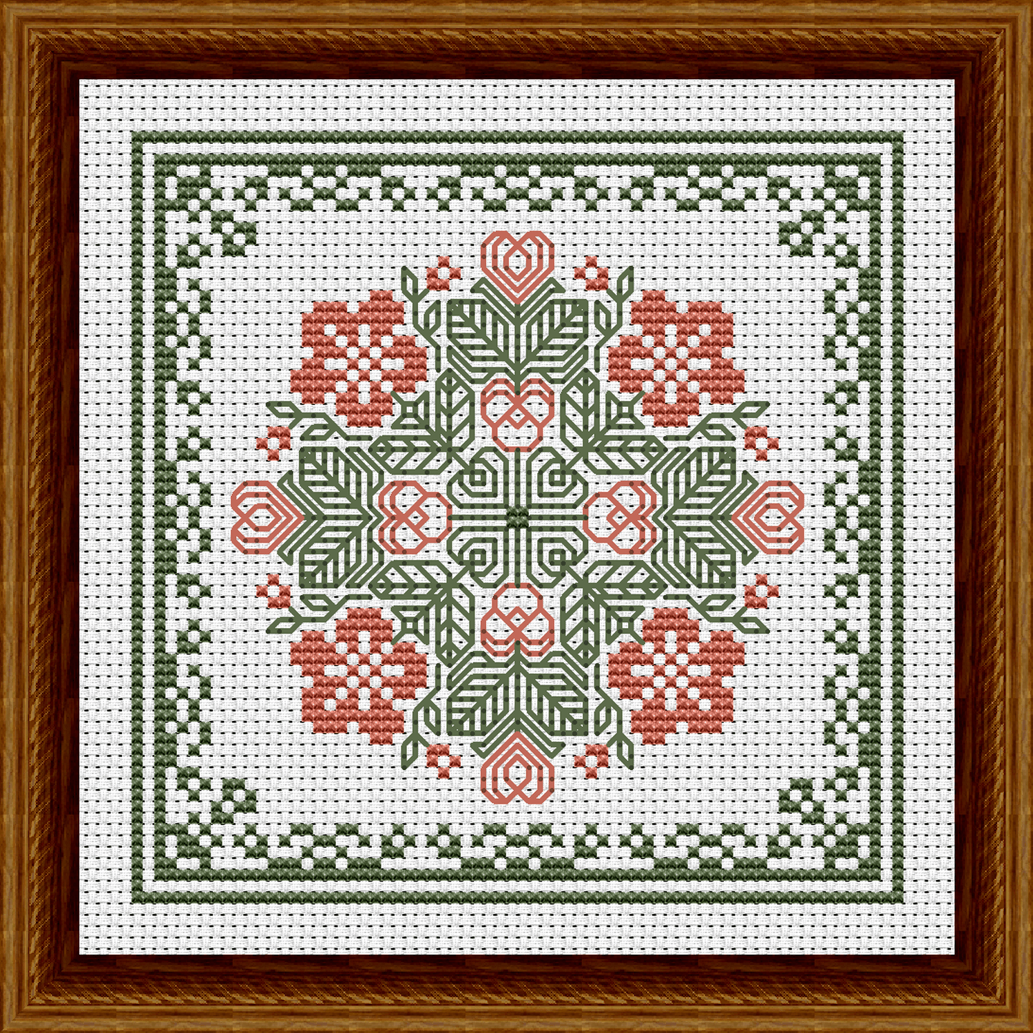November Hearts Square with Pansies Cross Stitch Pattern 3510