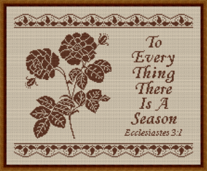 To Every Thing A Season Cross Stitch Pattern - Brown on Beige