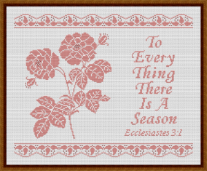 To Every Thing A Season Cross Stitch Pattern - Pink on White
