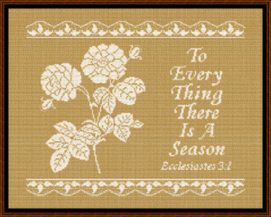 To Every Thing A Season Cross Stitch Pattern - White on Beige