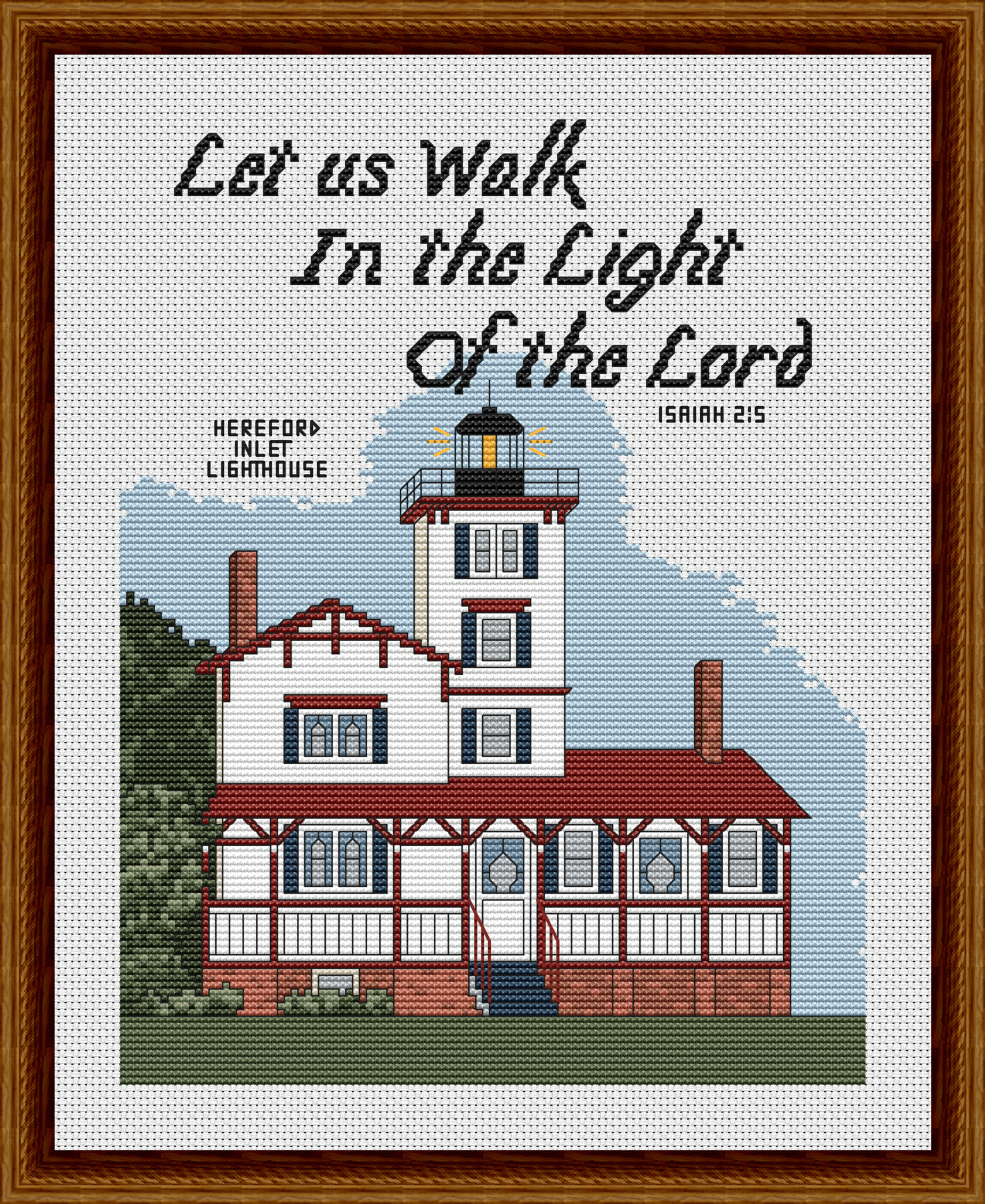 Hereford Inlet Lighthouse Bible Verse Cross Stitch Pattern 830
