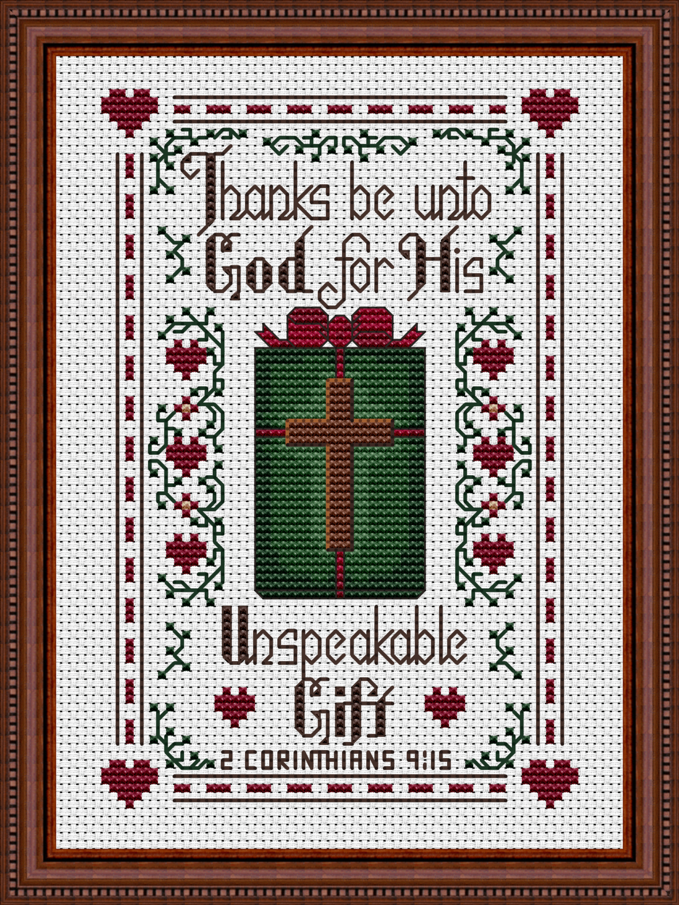 God’s Unspeakable Gift Bible Verse Cross Stitch Pattern 915