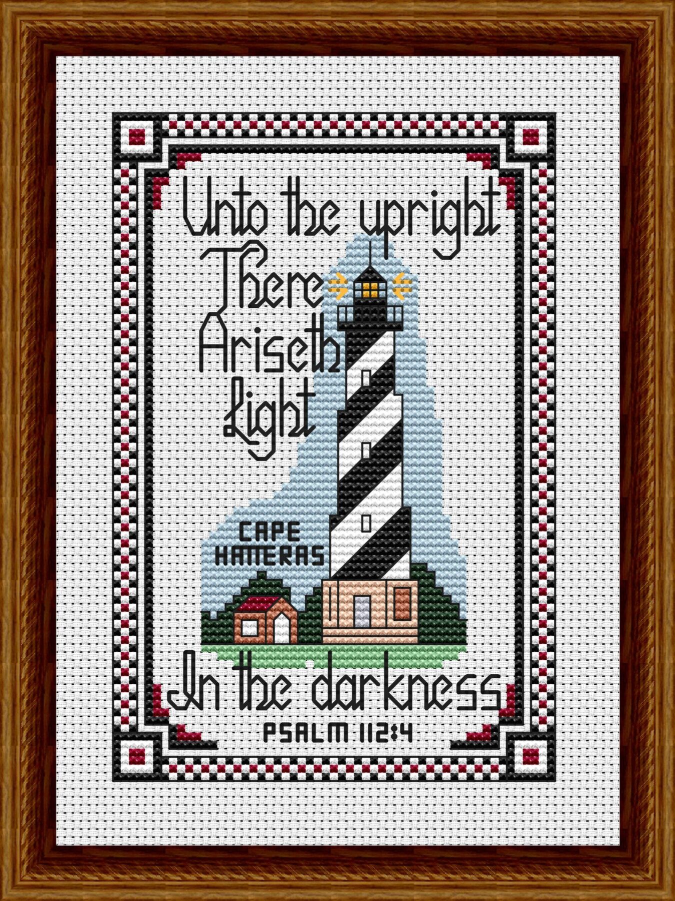 Cape Hatteras Lighthouse Bible Verse Cross Stitch Pattern 811