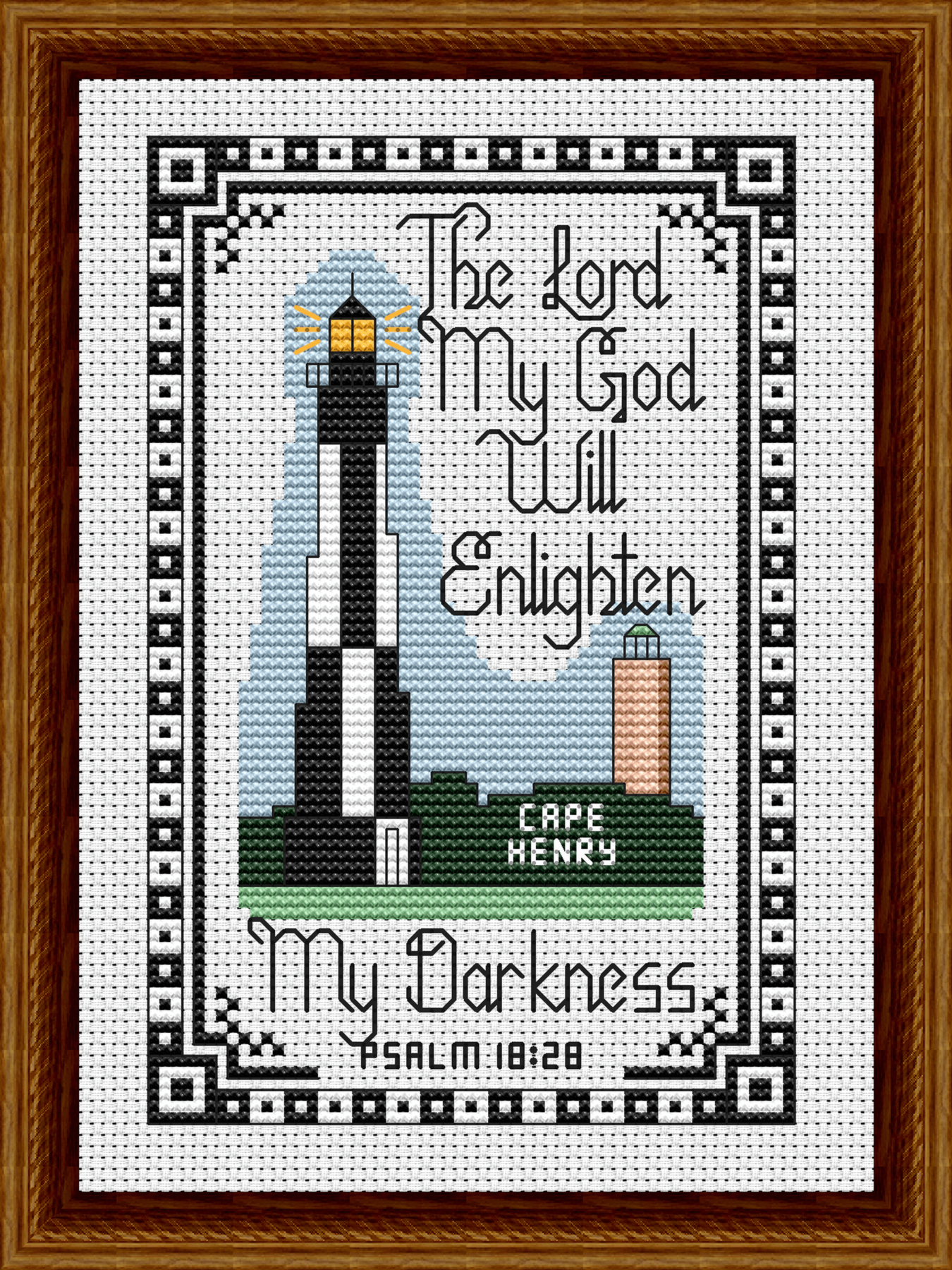 Cape Henry Lighthouse Bible Verse Cross Stitch Pattern 838