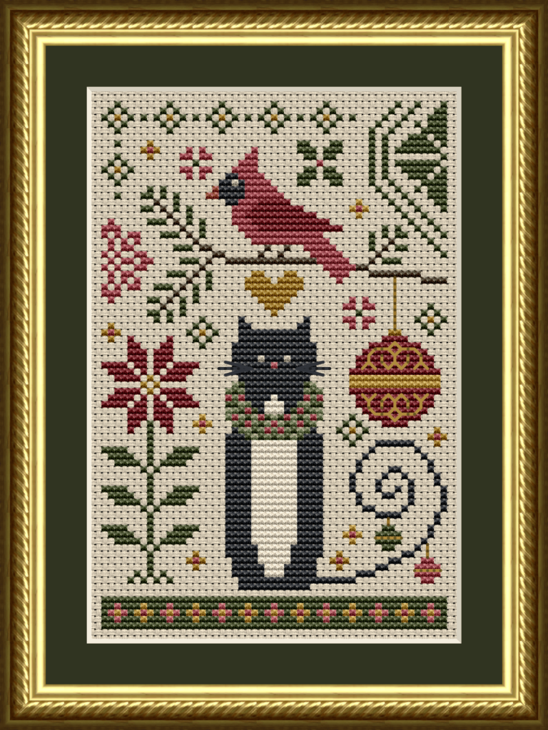 Cat Tales Collection - A Cat and Cardinal Christmas Cross Stitch Pattern 5500