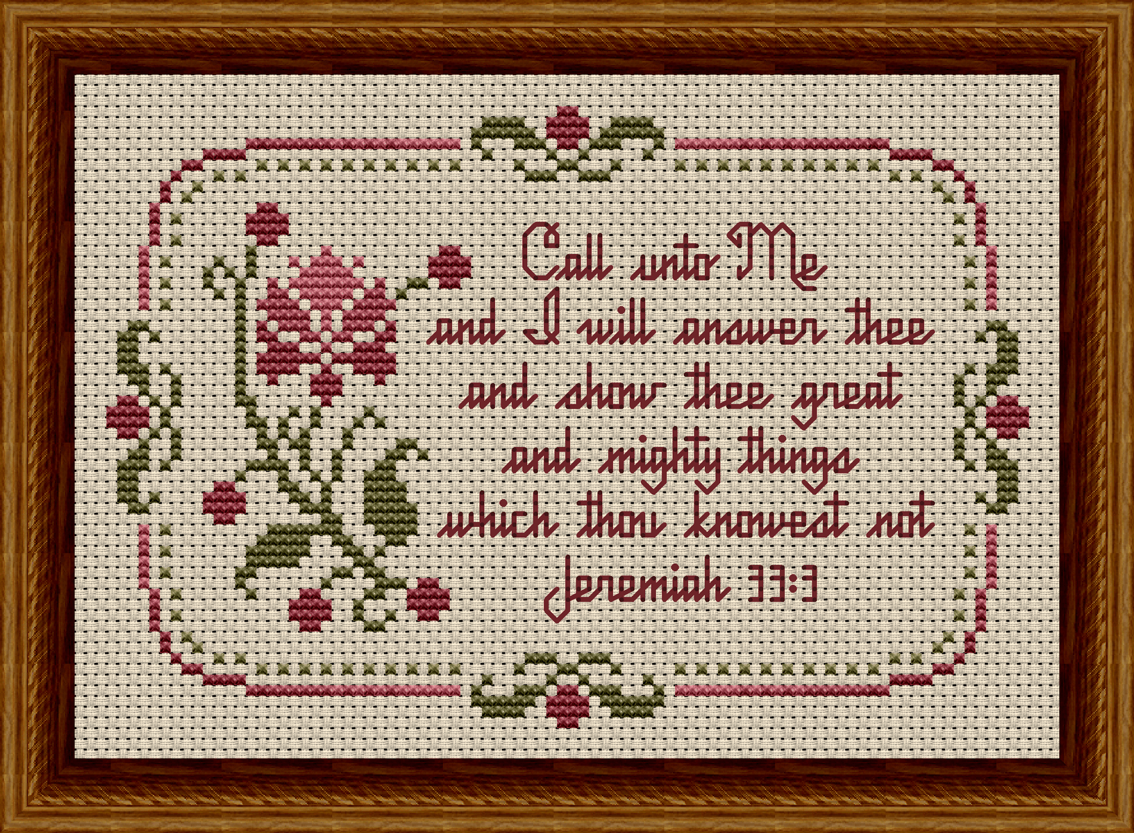 Call Unto Me Jeremiah 33:3 Cross Stitch Pattern 3004