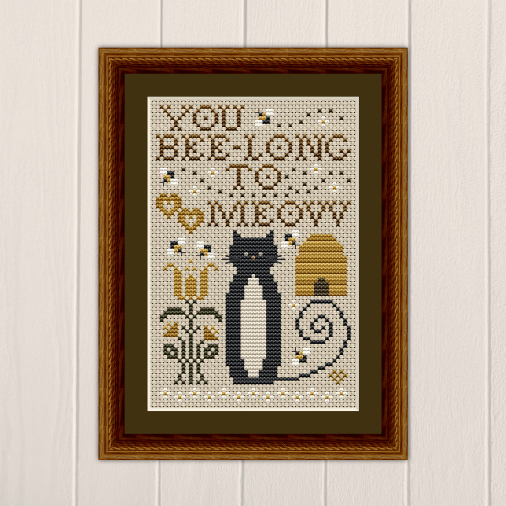 You Bee-long To Meow Cross Stitch Pattern 5529 from the Cat Tales Collection by Happiness Is HeartMade