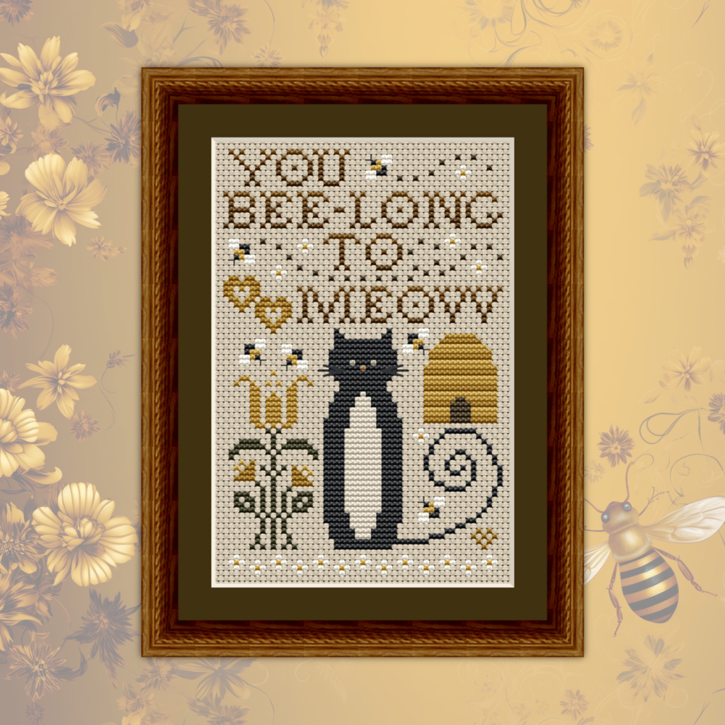 You Bee-long To Meow Cross Stitch Pattern 5529 from the Cat Tales Collection by Happiness Is HeartMade