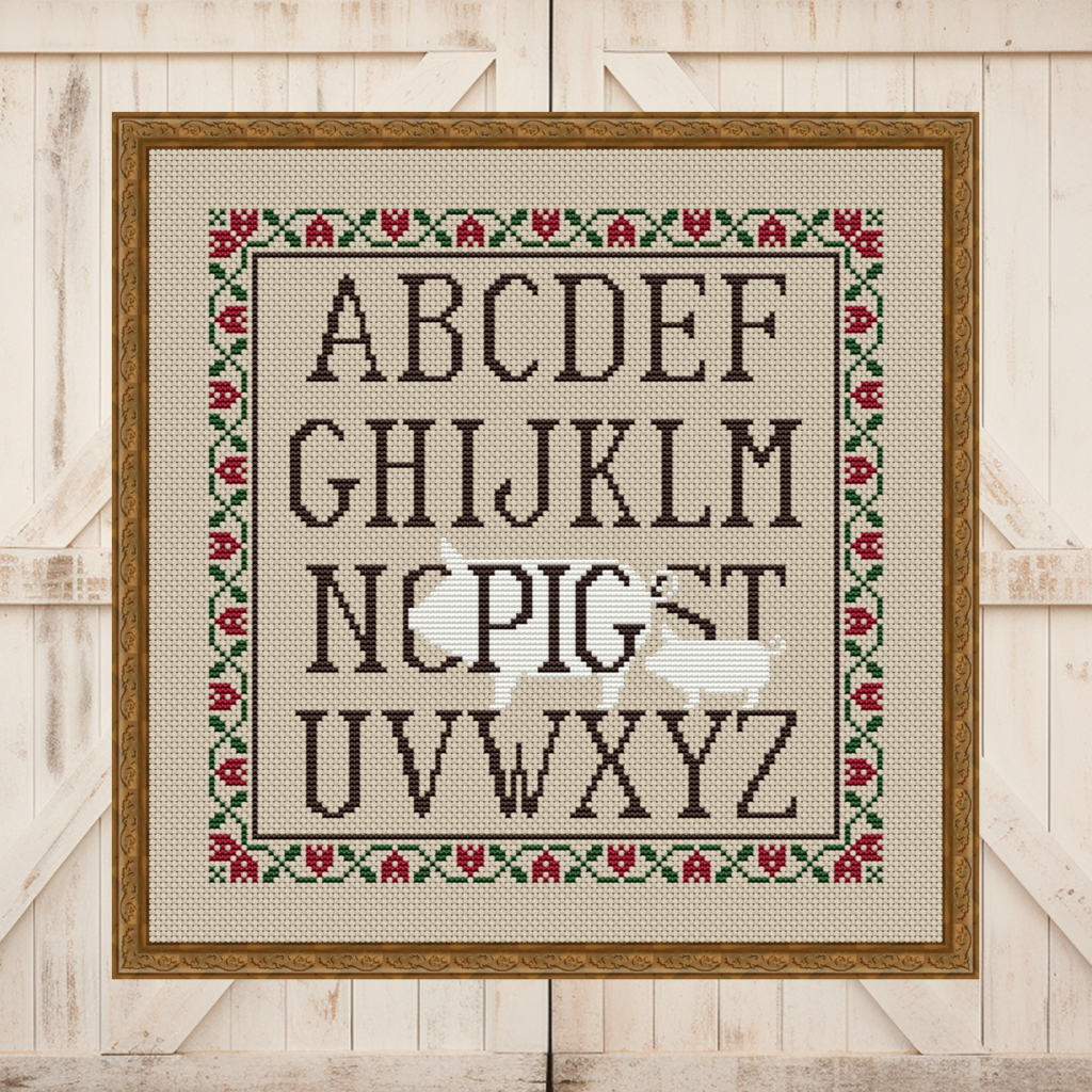 LMNOPig Piggie Alphabet Sampler Cross Stitch Pattern 501