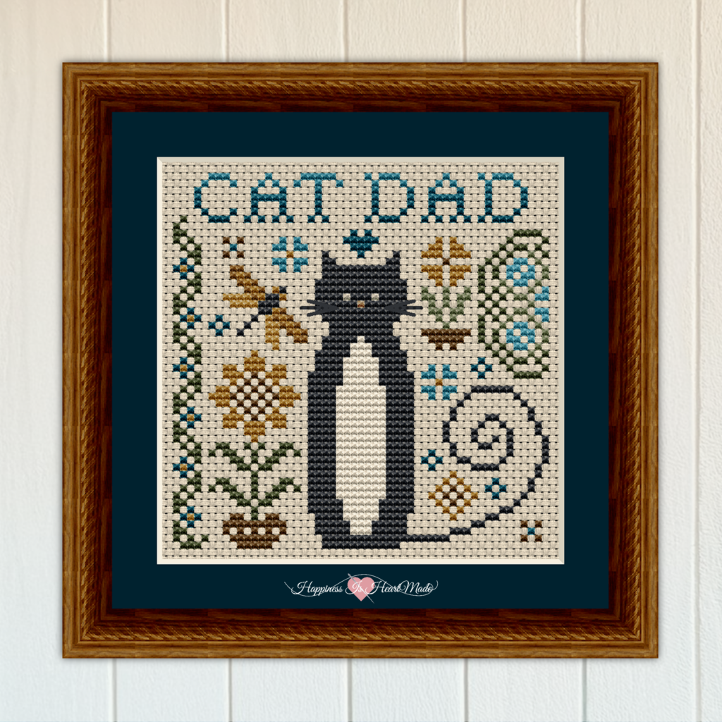 Cat Dad Cross Stitch Pattern 5576 from the Cat Tales Collection by Happiness Is HeartMade