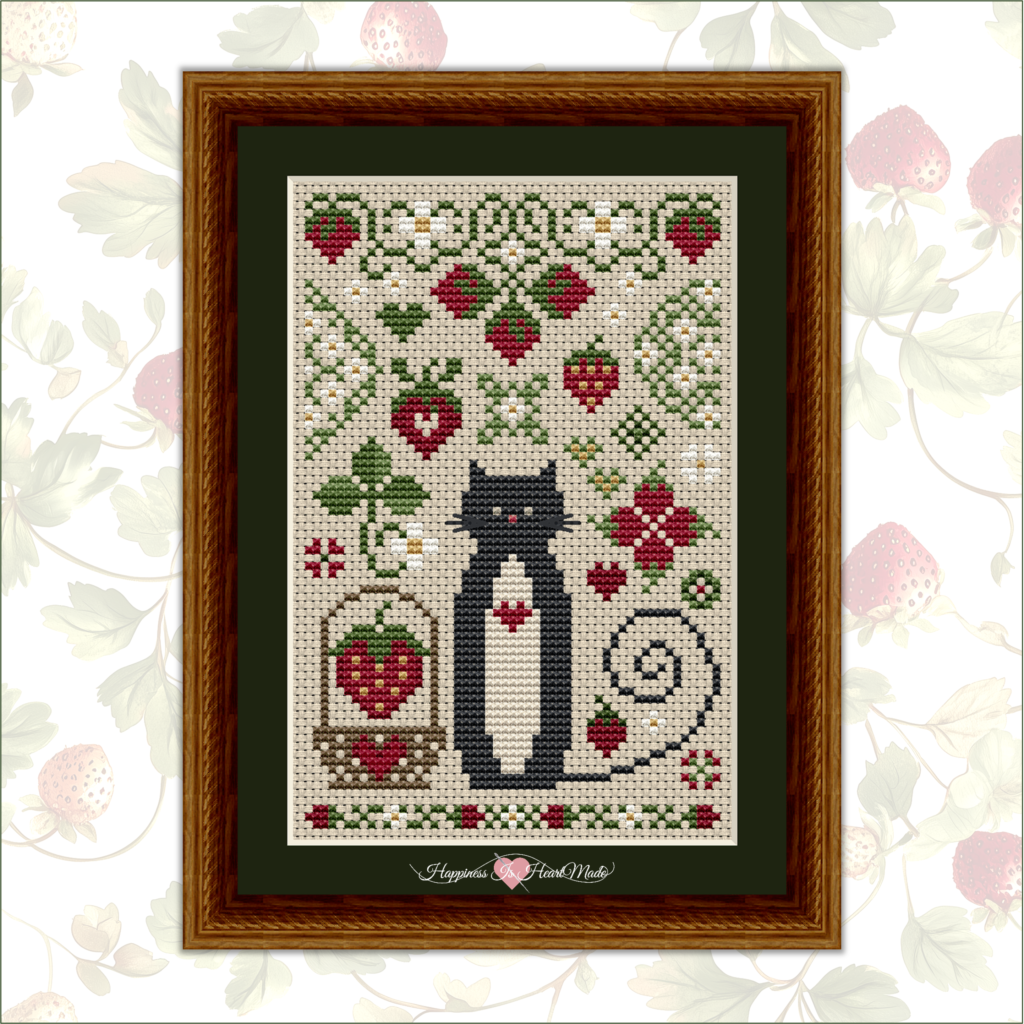Strawberry Cat from the Cat Tales Collection by Happiness Is HeartMade - Pattern 5538