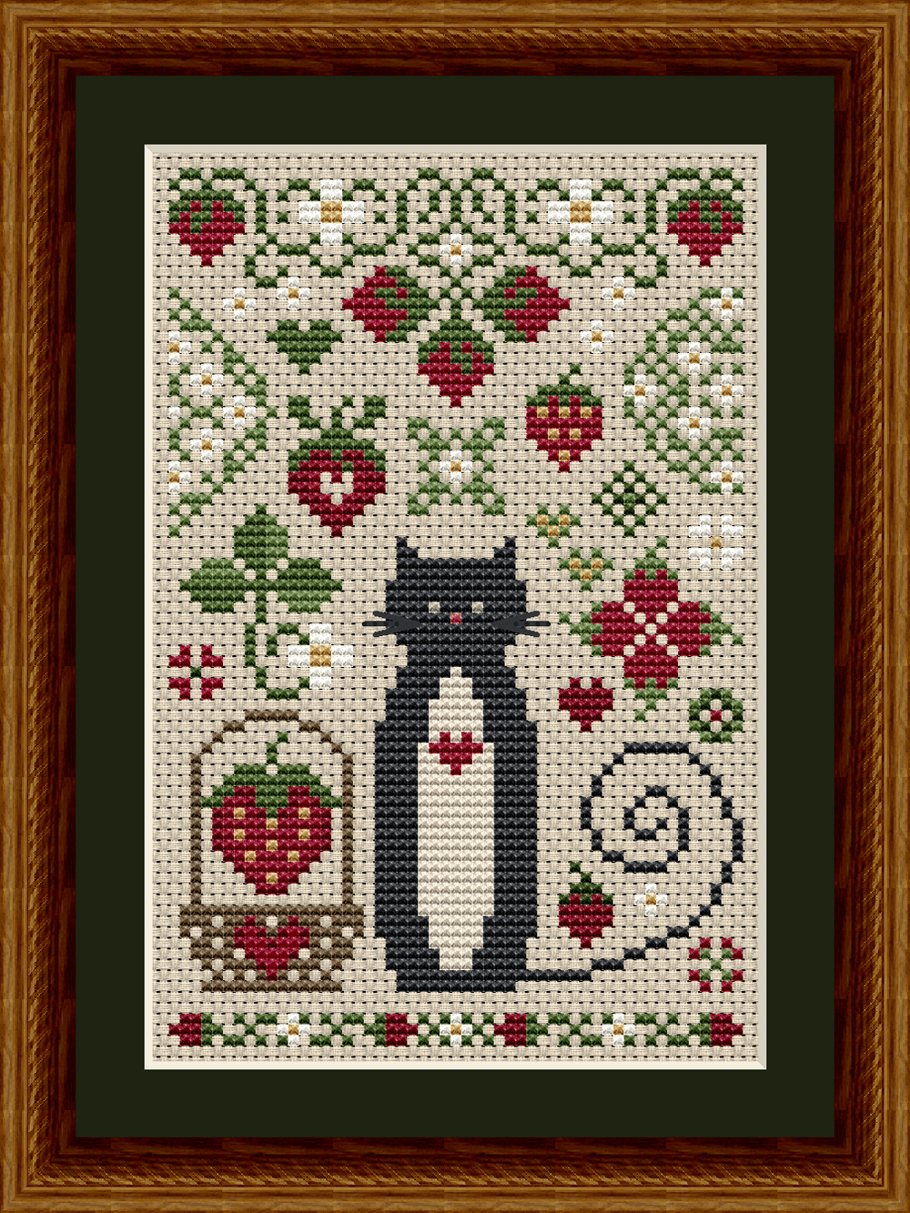 Cat Tales Collection: Strawberry Cat Cross Stitch Pattern 5538