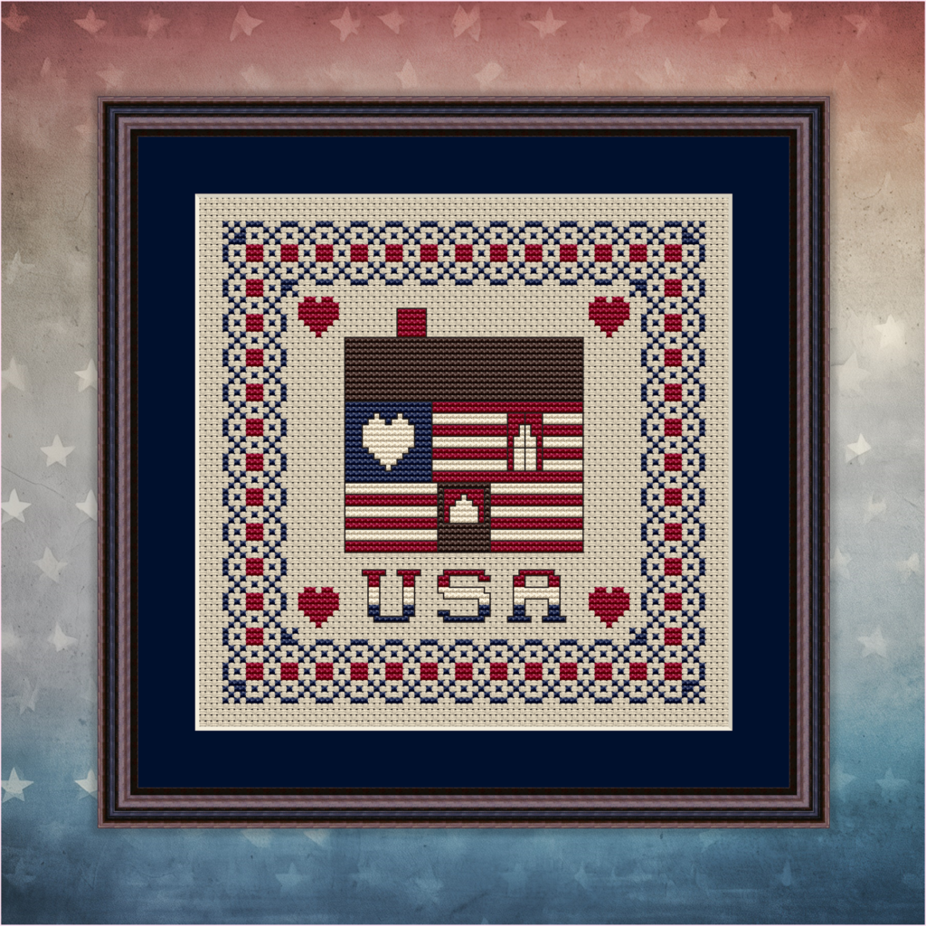 Patriotic At Heart Cabin from Happiness Is HeartMade - Pattern 210