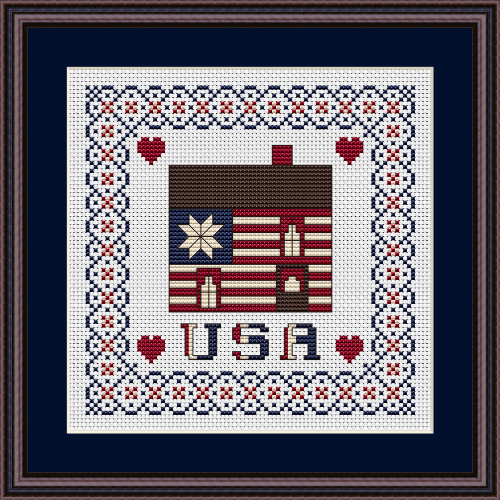 One Nation Patriotic Cabin from Happiness Is HeartMade - Pattern 211