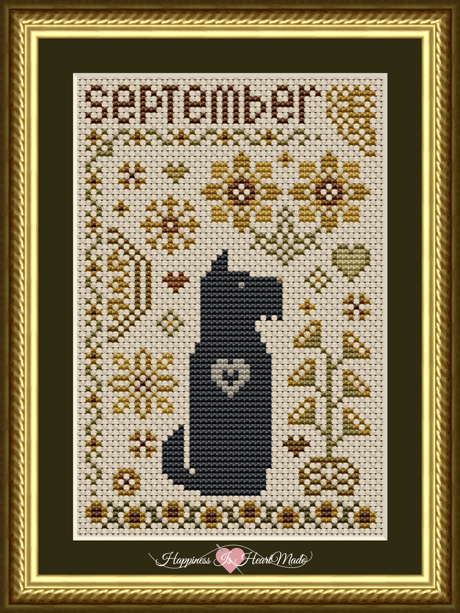 6559-S - The Dog Days Series - Scottie September Dog Cross Stitch Pattern by Happiness Is HeartMade