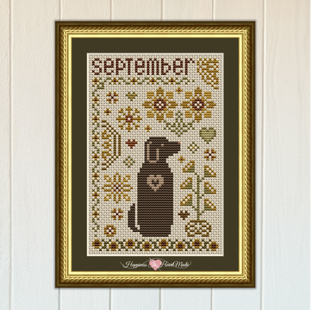 6559 - The Dog Days Series - September Dog Cross Stitch Pattern by Happiness Is HeartMade