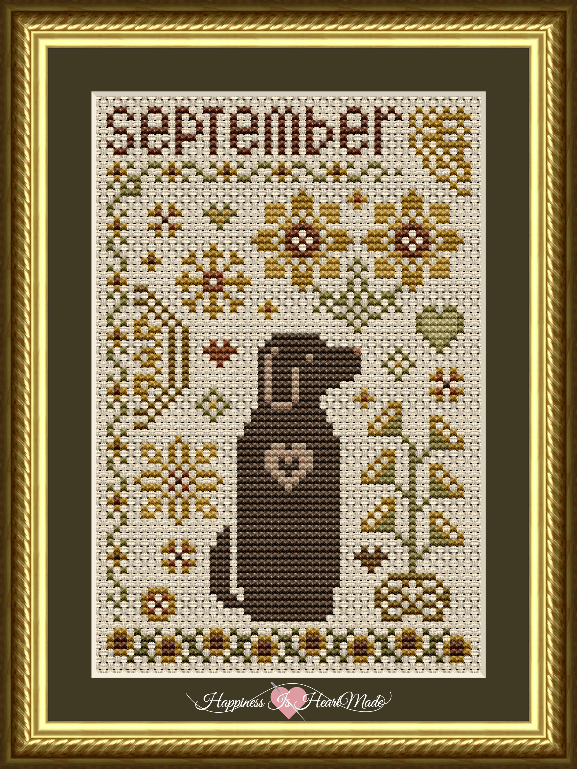 6559 - The Dog Days Series - September Dog Cross Stitch Pattern by Happiness Is HeartMade