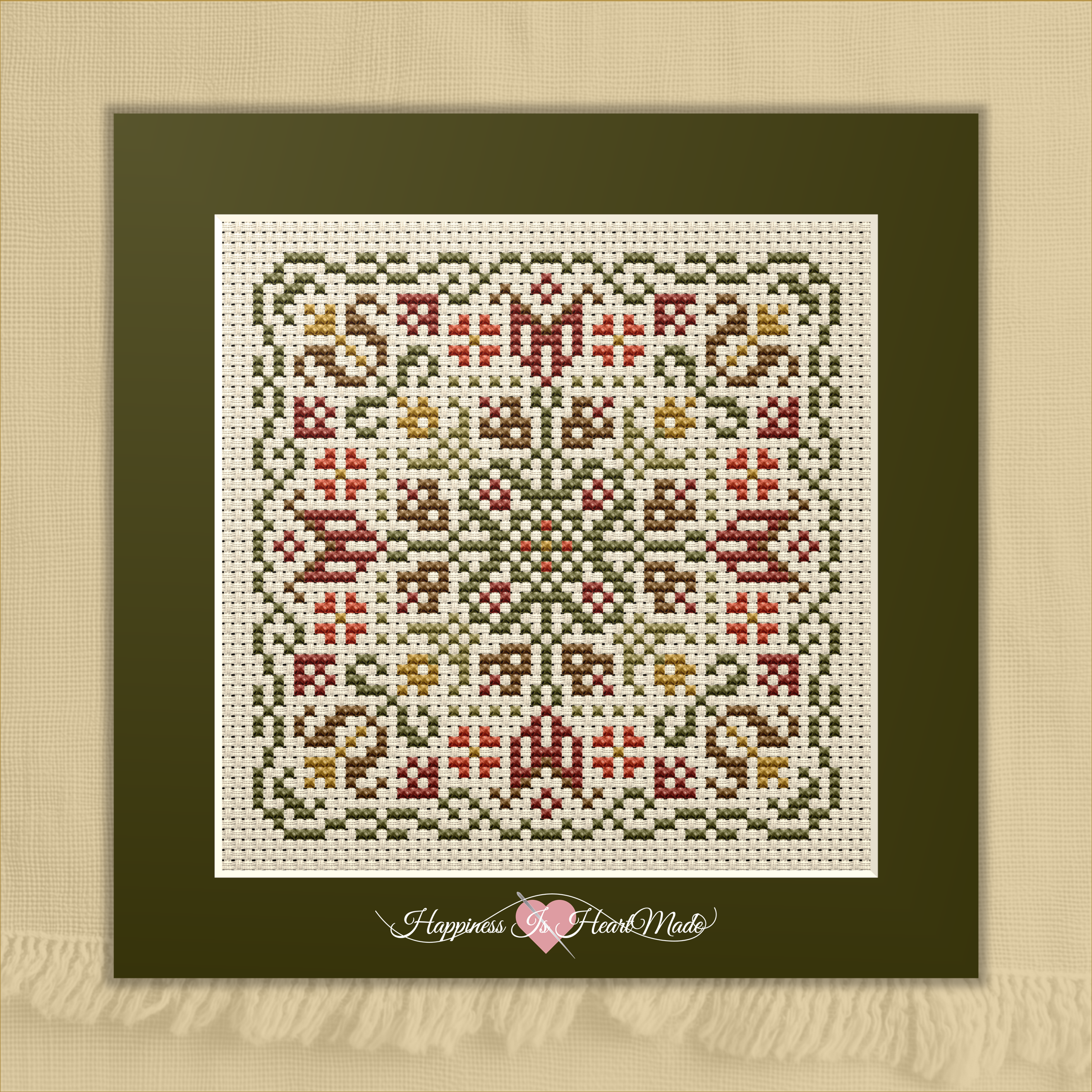 Emily's Garden Square Cross Stitch Pattern 1041 from Happiness Is HeartMade