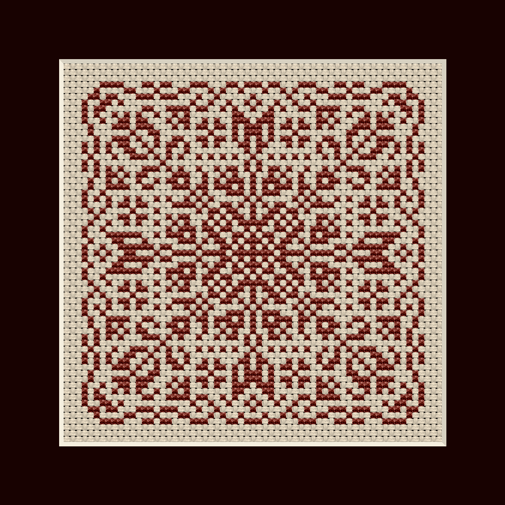Emily's Garden Square Cross Stitch Pattern 1041 from Happiness Is HeartMade - Monochrome in DMC 918