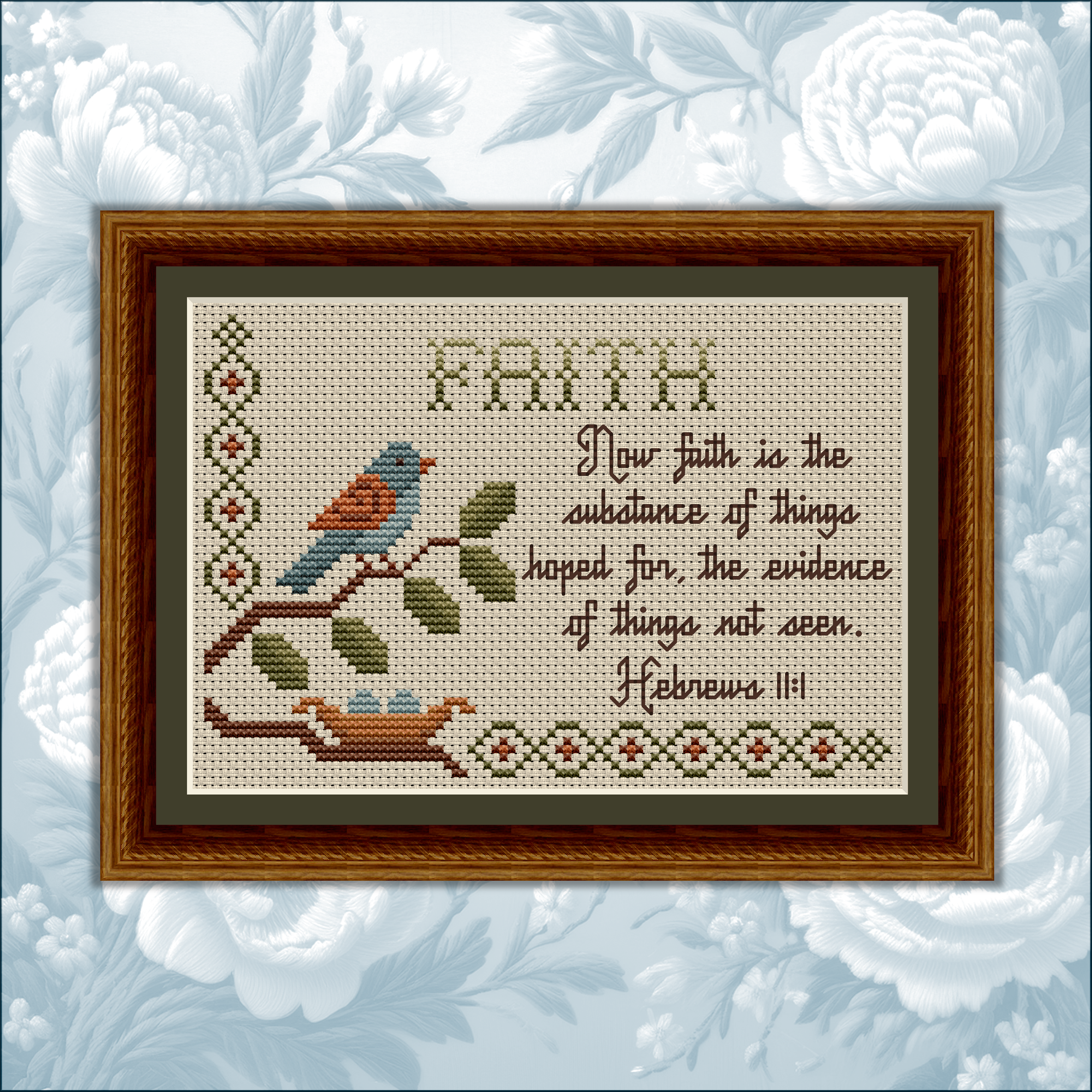 Faith - Hebrews 11.1 - Bible Verse Cross Stitch Pattern 2014-E