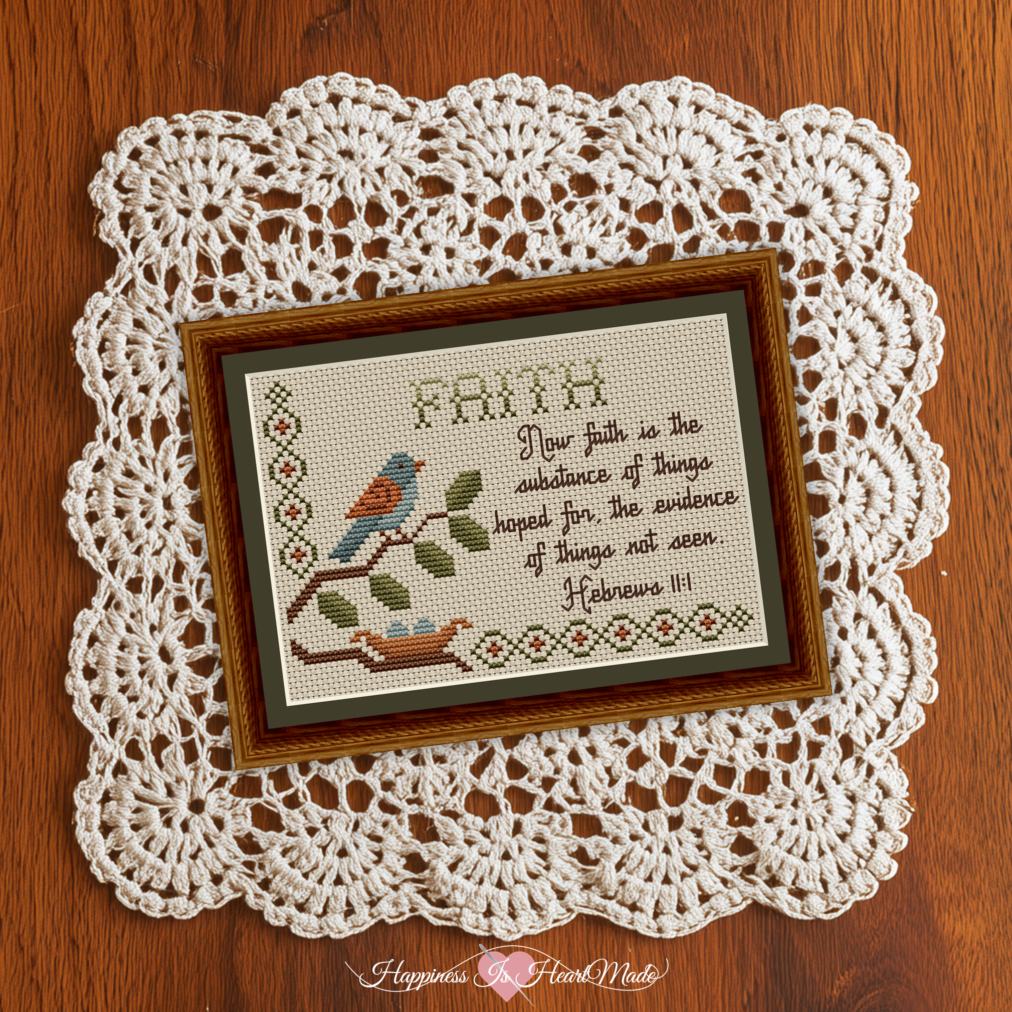 Faith - Hebrews 11.1 - Bible Verse Cross Stitch Pattern 2014-E