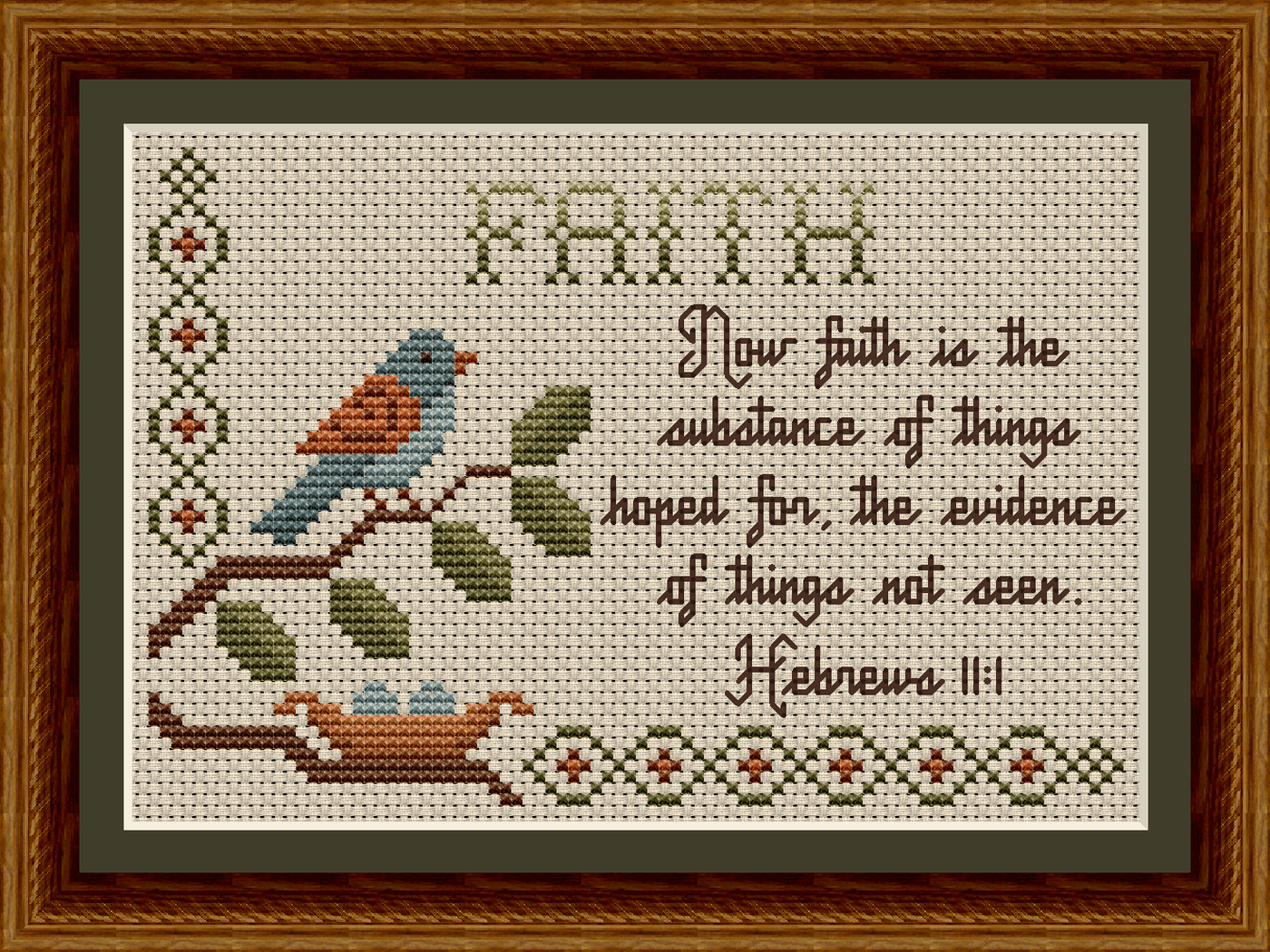 Faith: Hebrews 11:1 Cross Stitch Pattern 2014-E